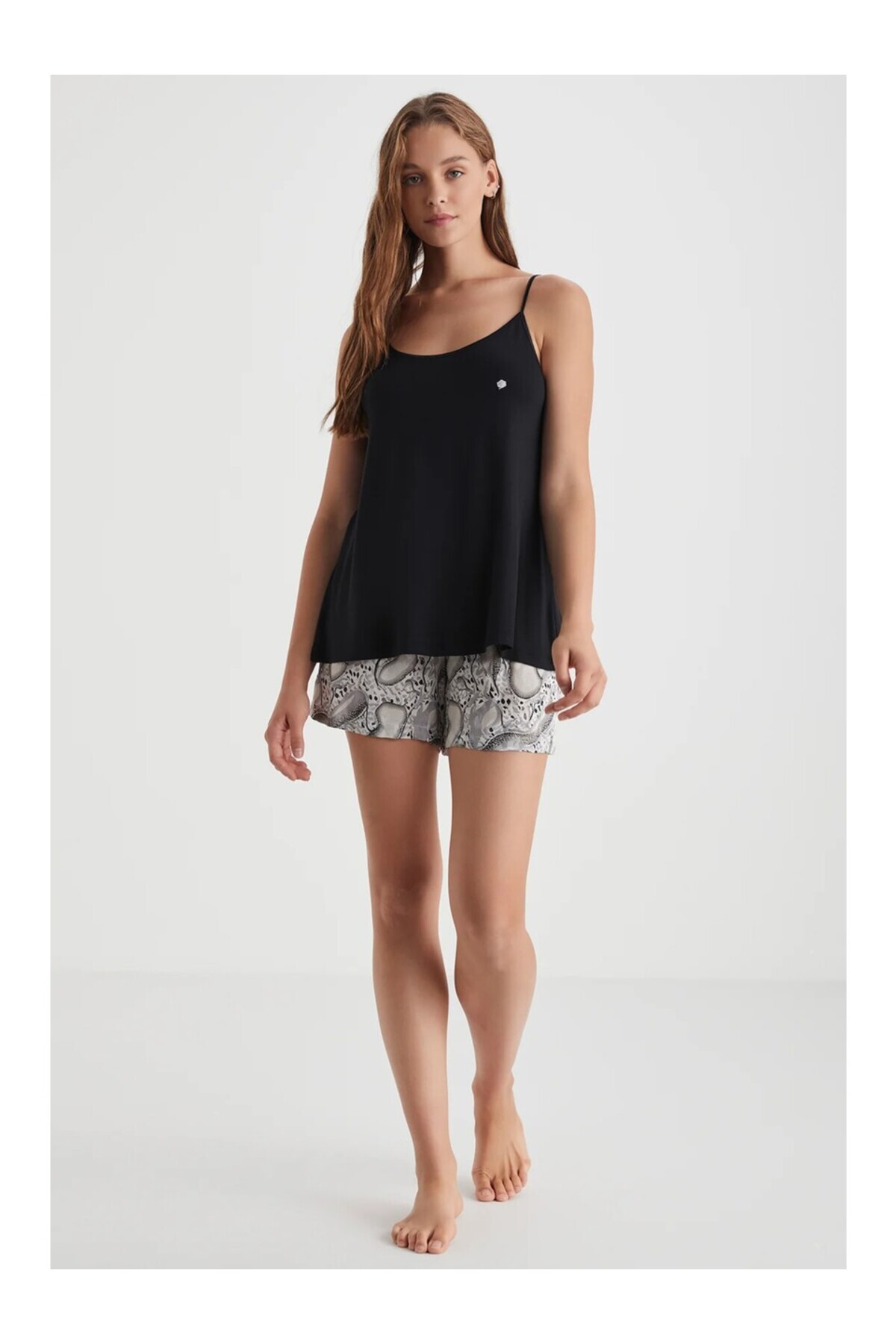 Penyemood-Soft Textured Fabric Women's Pjs Set with String Hangers Shorts 1
