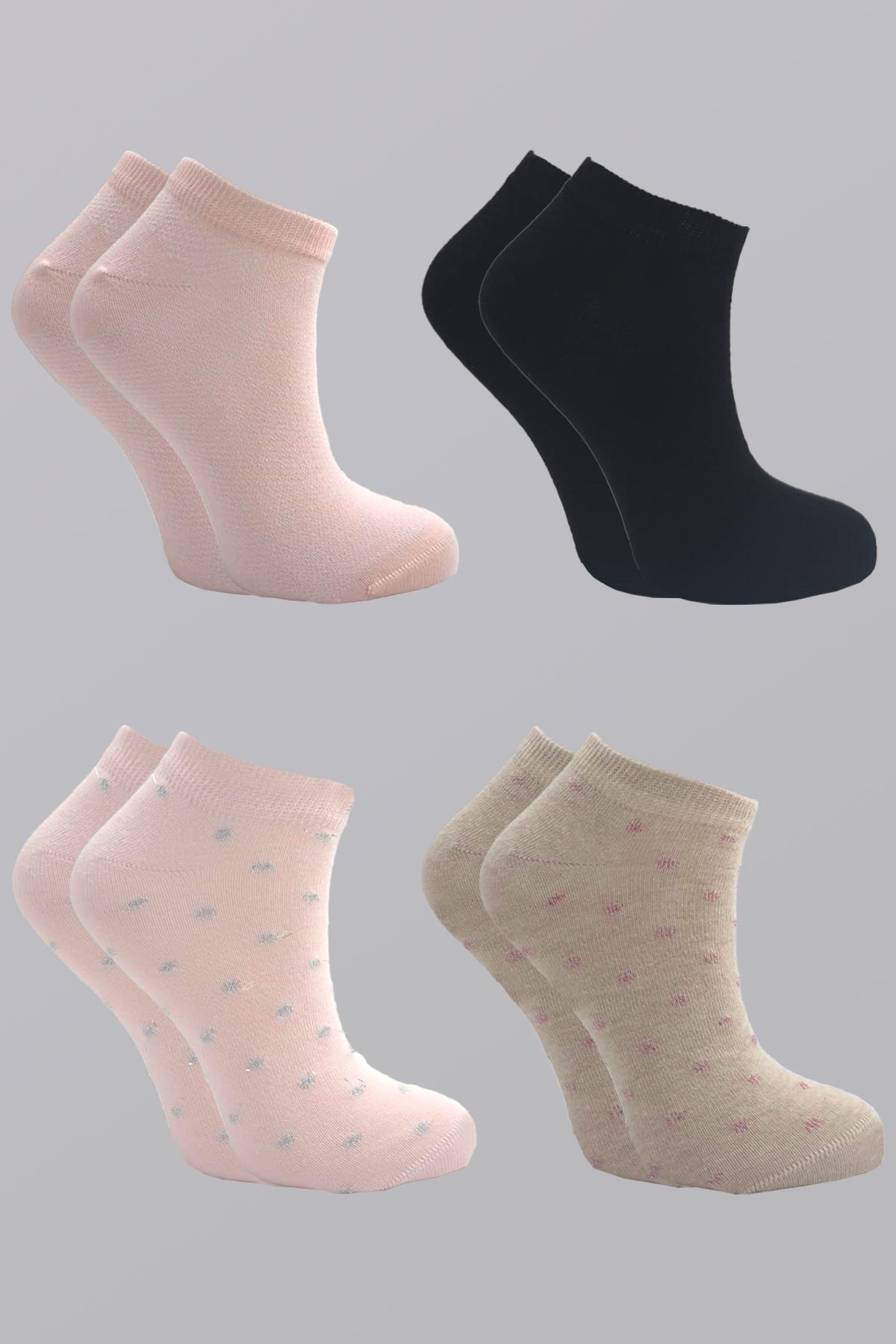 Women's Cotton Booties Socks Colorful 4-Pack