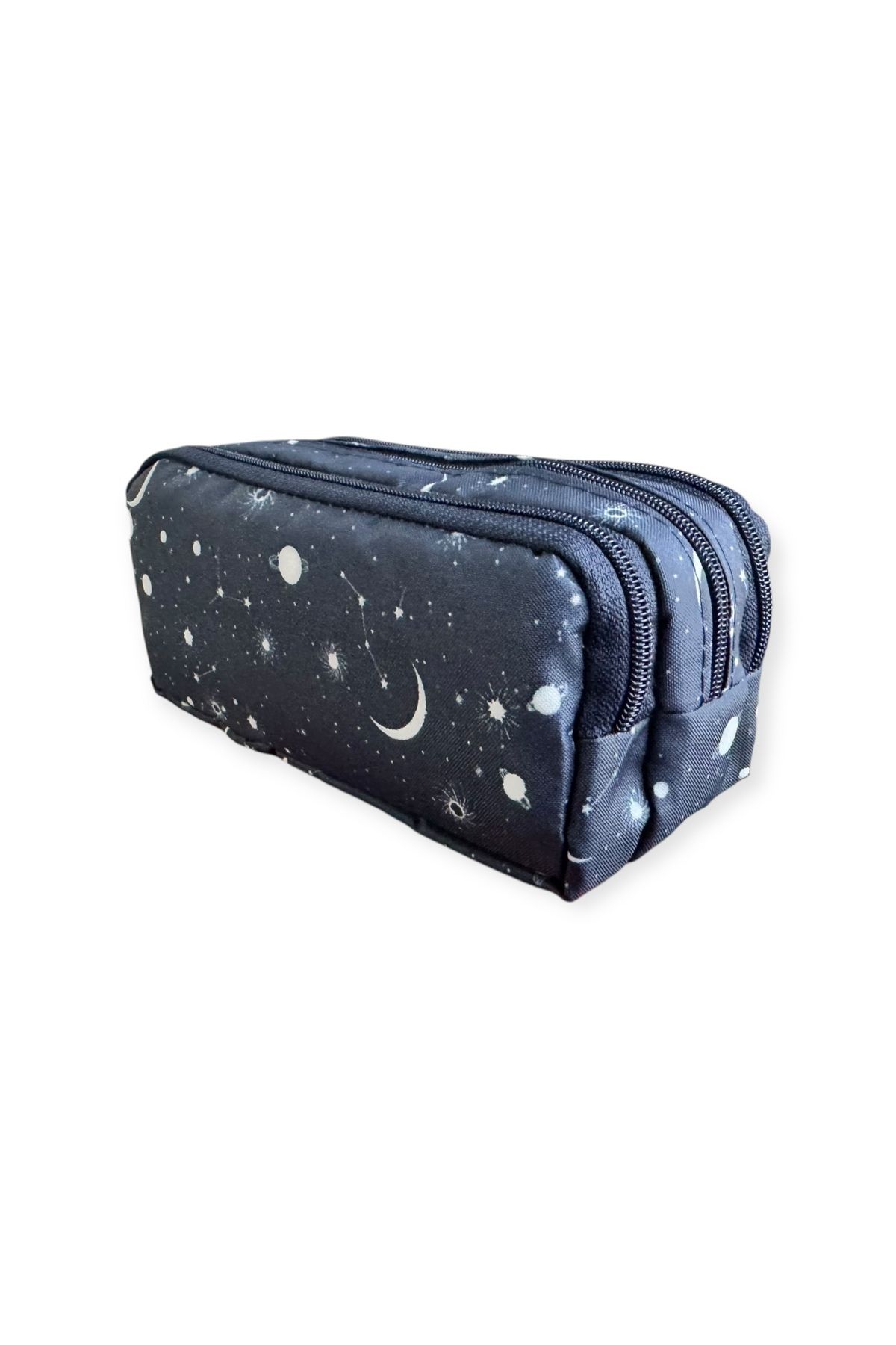 Polin-Three Compartment Patterned Pencil Bag, 8 Different Models, Zippered, Large Size 2