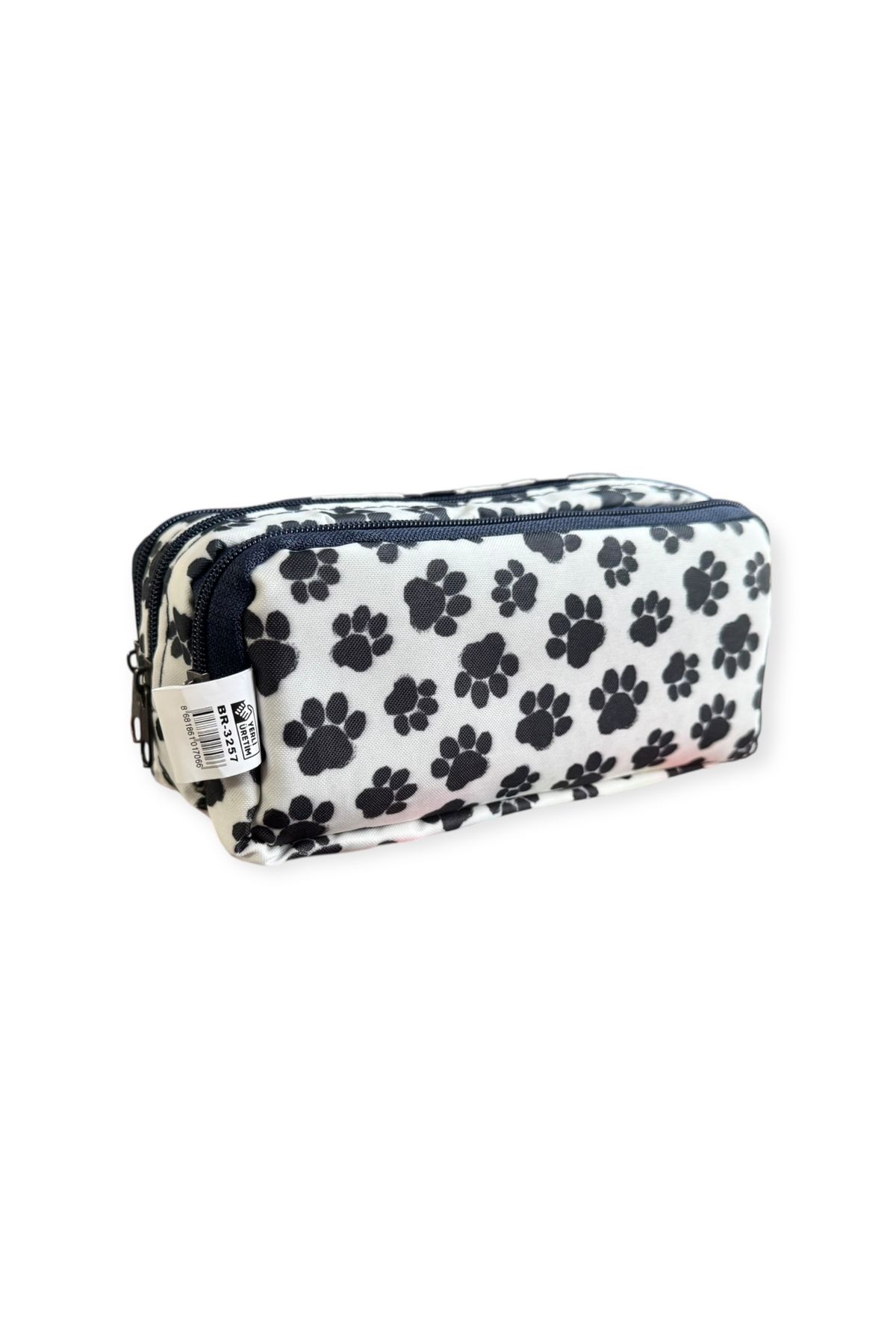Polin-Three Compartment Patterned Pencil Bag, 8 Different Models, Zippered, Large Size 1