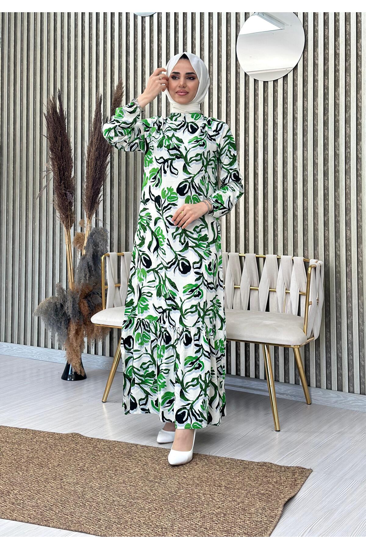 Moda Krash Woven Viscosse Dress with Volantes