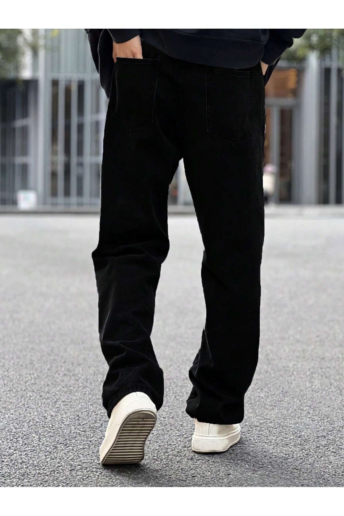 Cuqq Denim  Erkek Siyah Baggy Jean Kot Pantolon – Rahat Kesim Bol Paça Oversize Sokak Modası Denim - Görsel 5