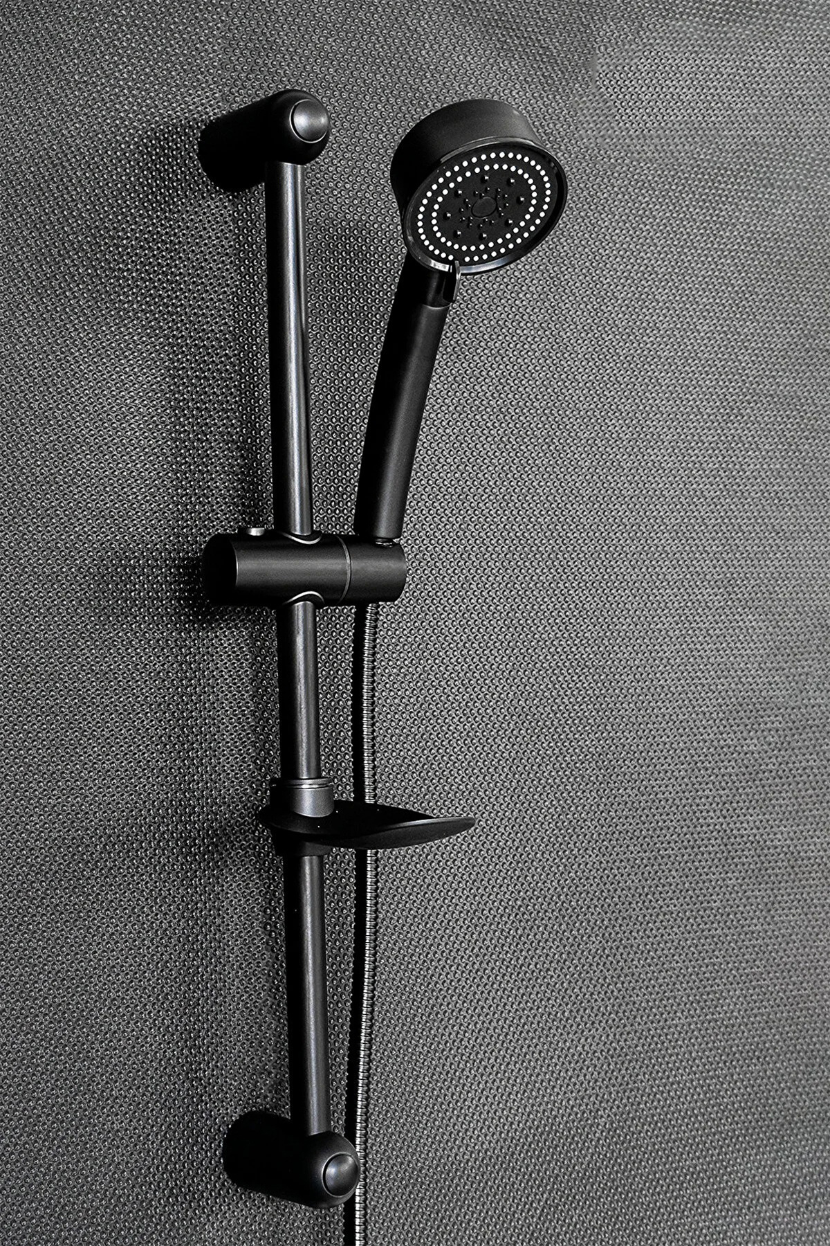 VSA Mat Siyah Sürgülü Banyo Batarya Duş Seti Banyo Duş Bataryası Aç Kapa Musluk