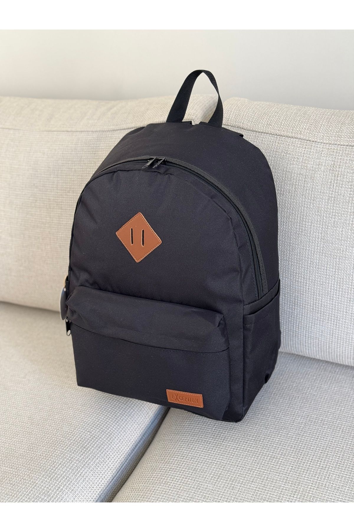BAGLOVİS-Canvas Fabric Black Backpack with Pockets on the Front and Sides En35 Boy45 6