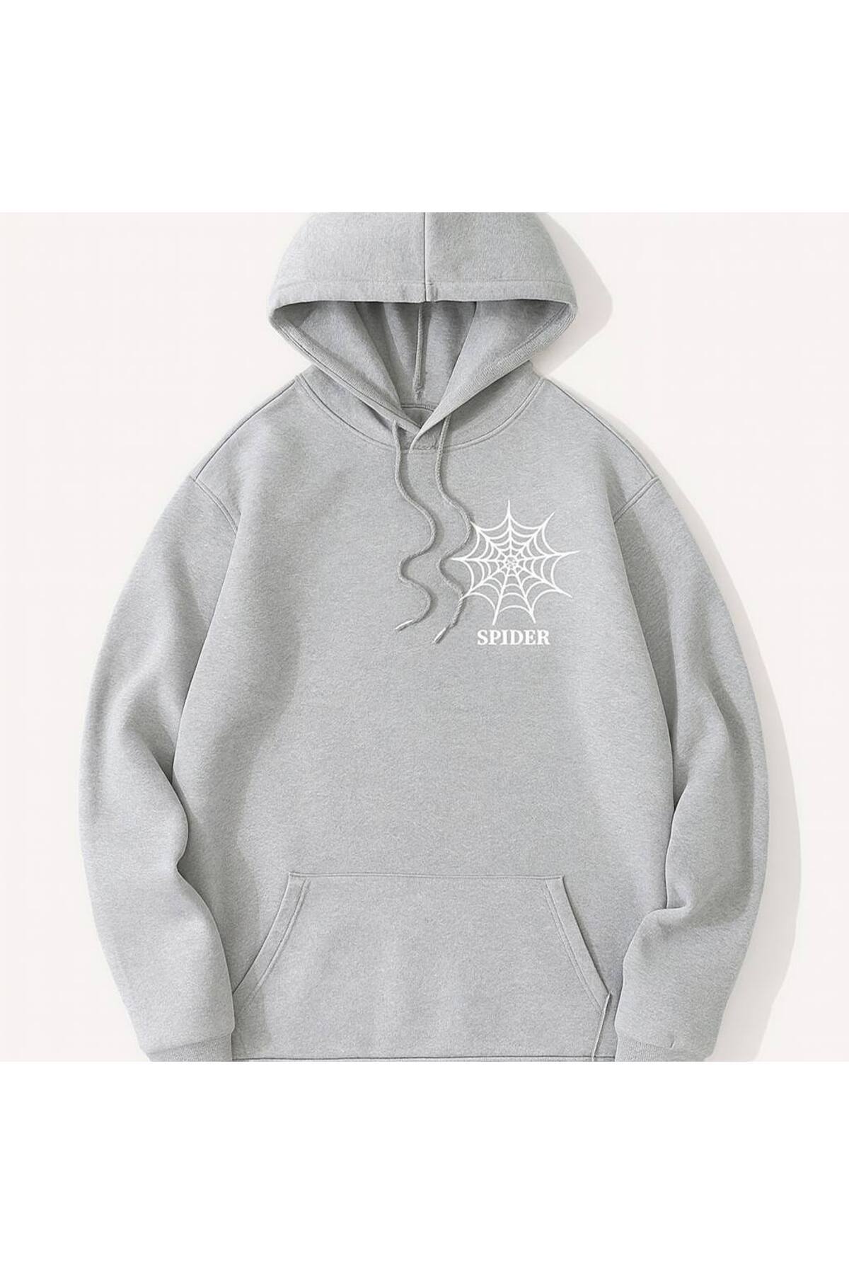 CLASSY.MODA-Hooded Sweatshirt, Spider Web “Spider” Printed 1
