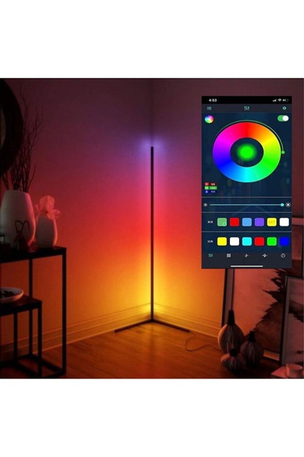Generic-XiuWoo Bluetooth Control LED Light Corner Lamp 1.5 meter 1