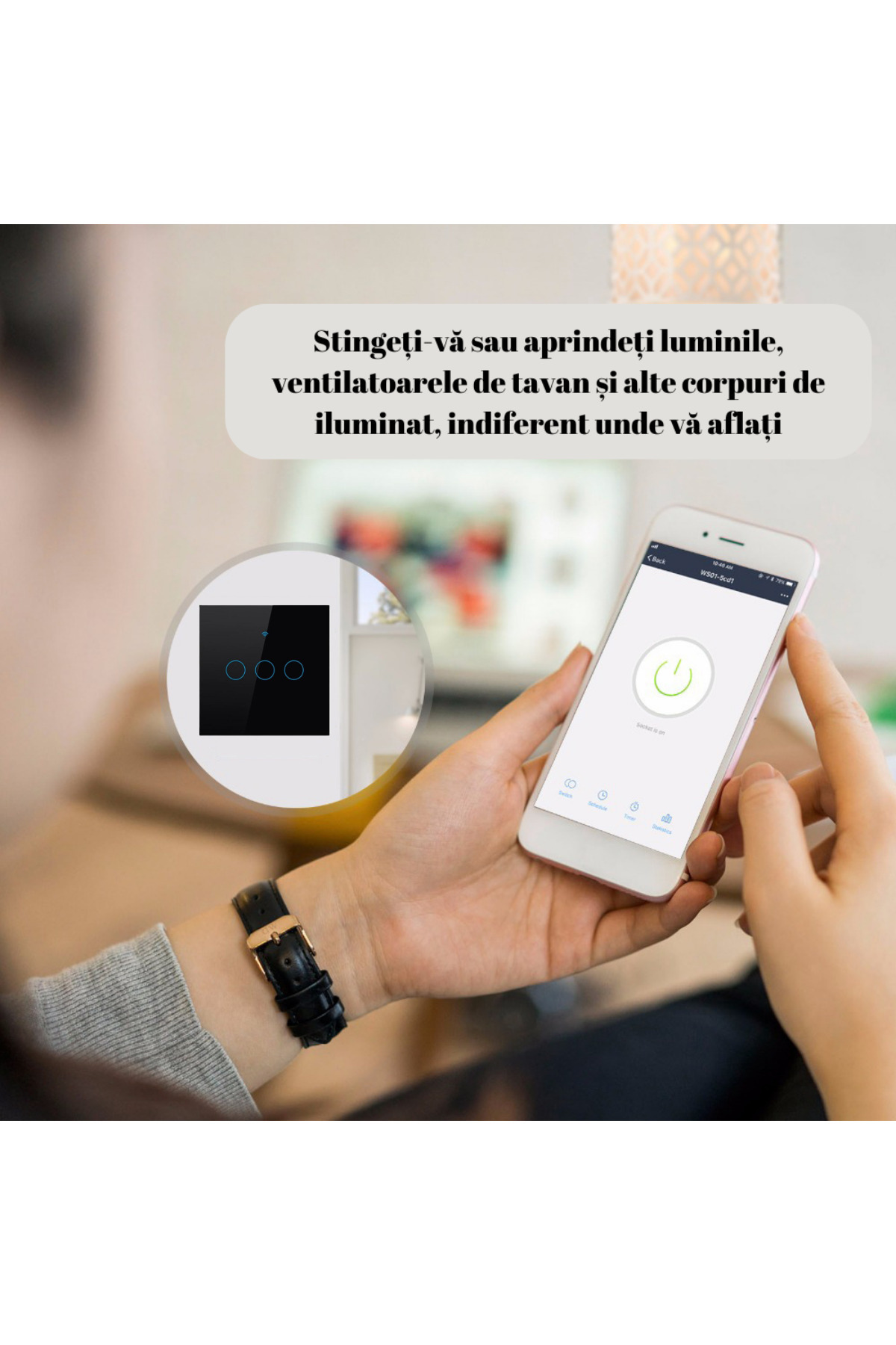 VisionHub-Smart touch switch, Wireless, Wi-fi, 3 Channels, Tempered Glass, Compatible with iOS/Android, Tuya 8