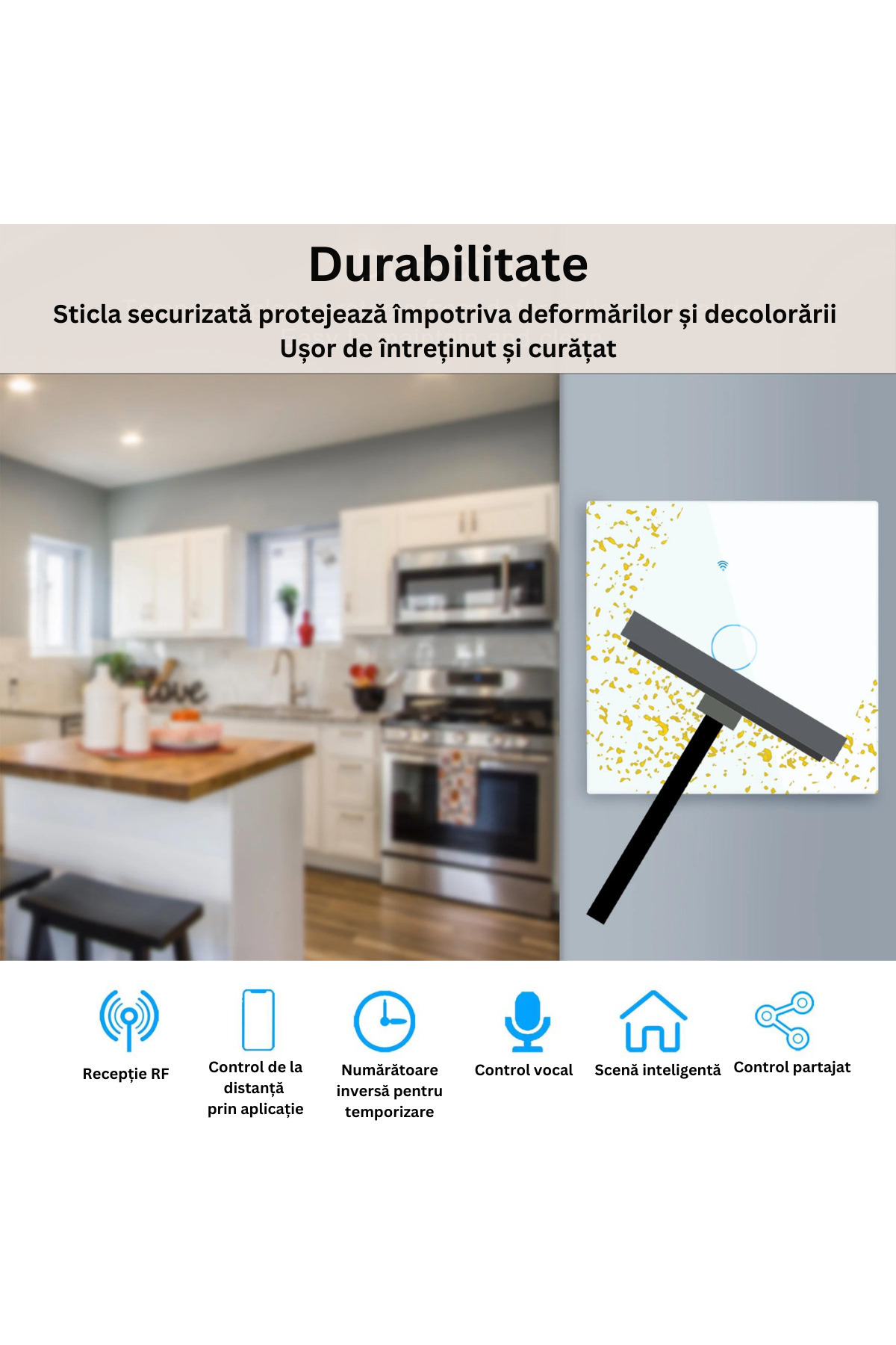 VisionHub-Smart touch switch, Wireless, Wi-fi, 1 Channel, Tempered Glass, Compatible with iOS/Android, Tuya 12