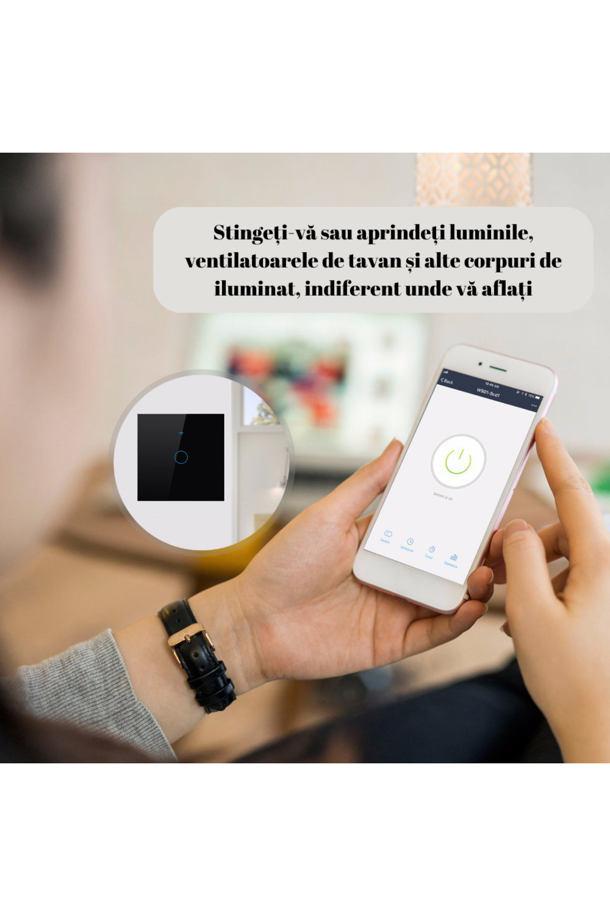 VisionHub-Smart touch switch, Wireless, Wi-fi, 1 Channel, Tempered Glass, Compatible with iOS/Android, Tuya 8