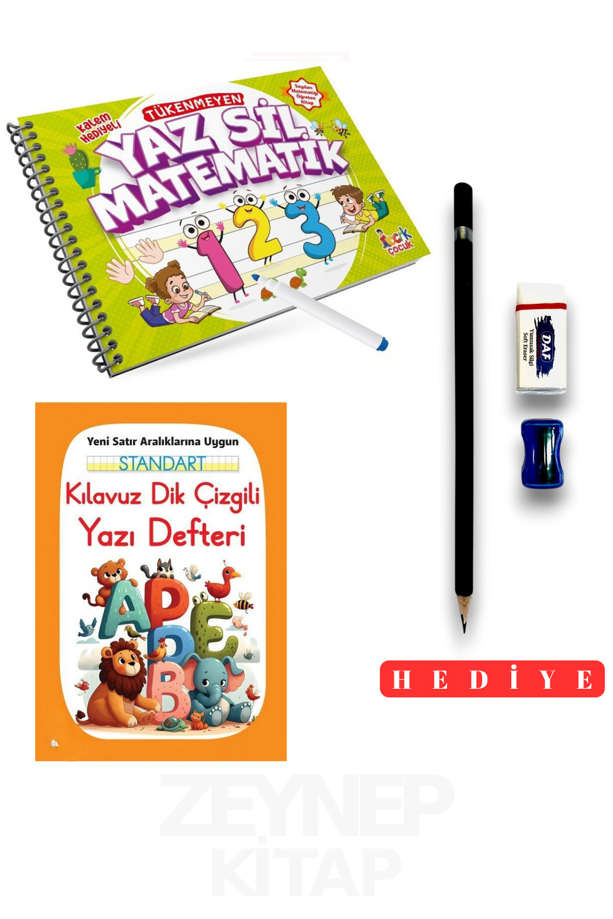 Bıcırık Çocuk 1.Sınıf Tükenmeyen Yaz Sil Matematik ve Kılavuz Dik