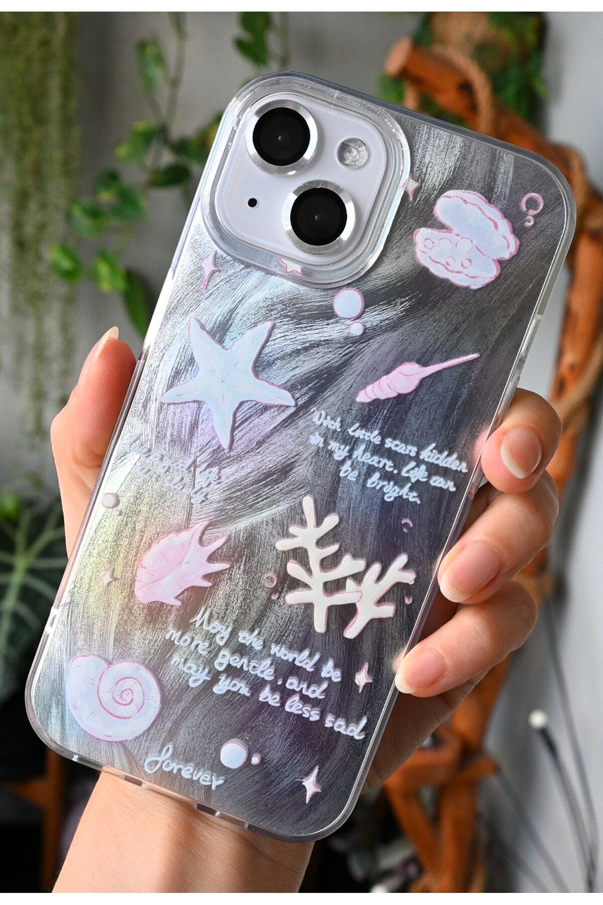 Go Aksesuar-iPhone 15 - 14 - 13 Compatible Shine Sea Color Gradient Glossy Design Silicone Case 1