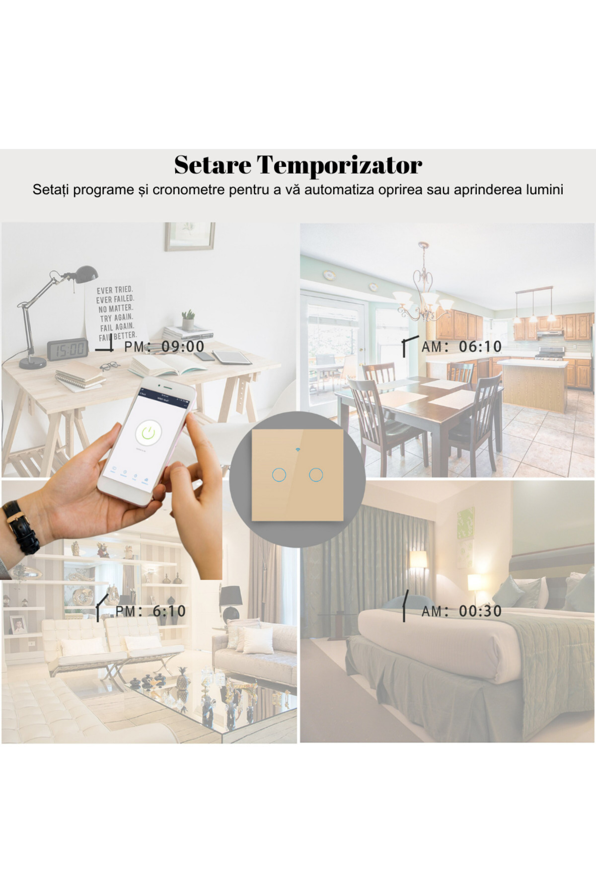 VisionHub-Smart Touch Switch, Wireless, Wi-fi, 2 Channels, Tempered Glass,iOS/Android,Tuya,Amazon Alexa/Google 6