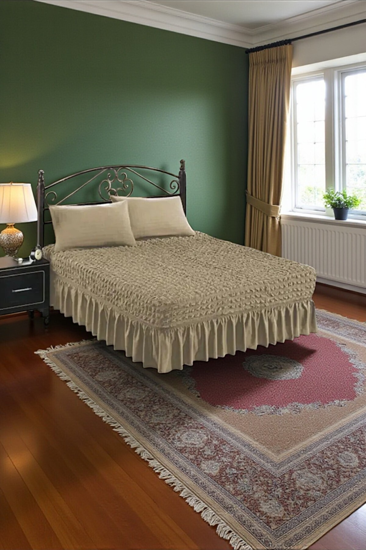 BBY HOME & DESIGN-Bedspread Set, Dowry, Double, Wrap, Lycra, Includes 2 Pillowcases, Stone Color 4
