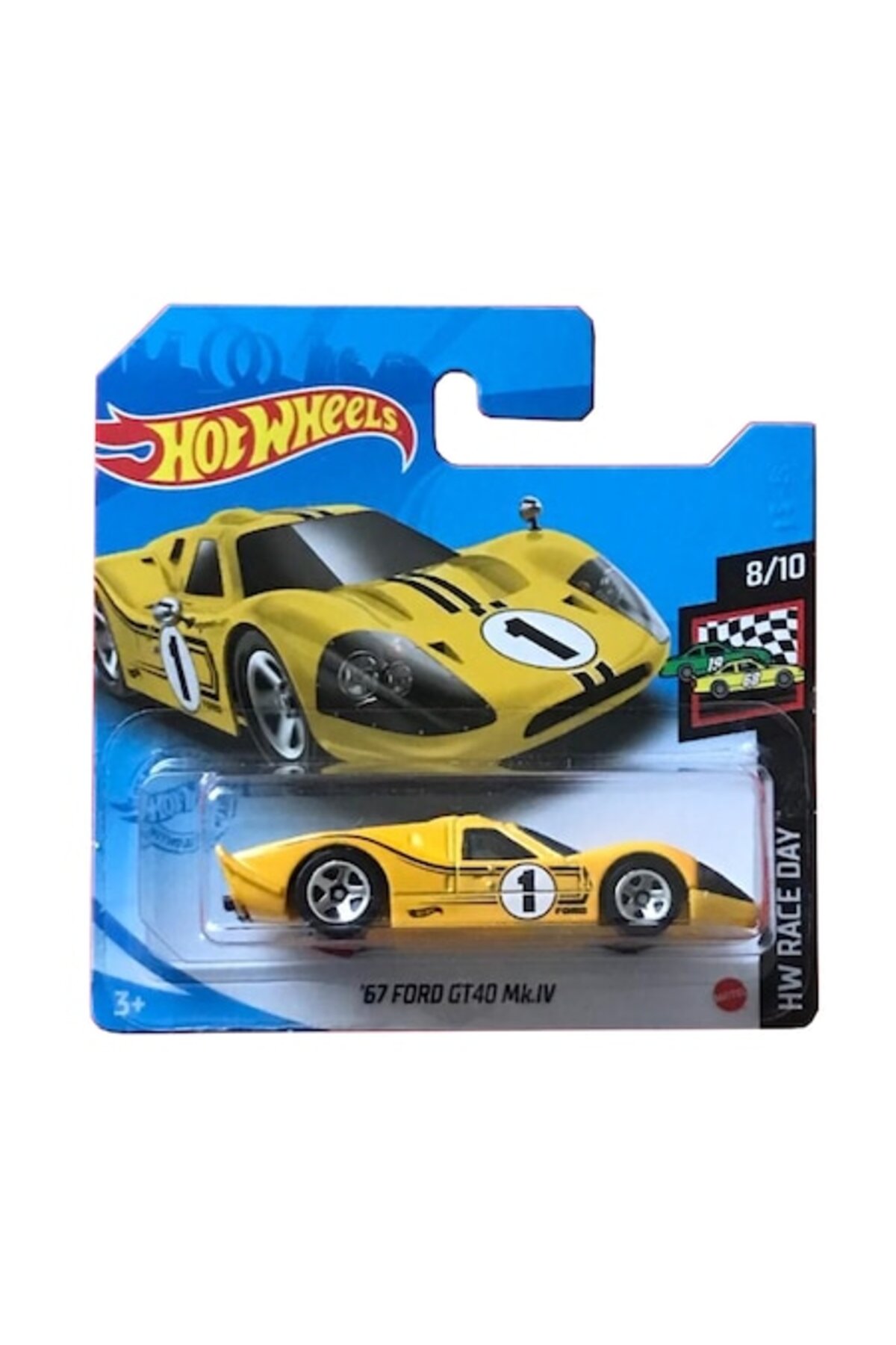 Masinuta metalica Hot Wheels '67 Ford GT40 Mk.IV, Colectia HW Race Day - Editia 2021, Galben, 1:64