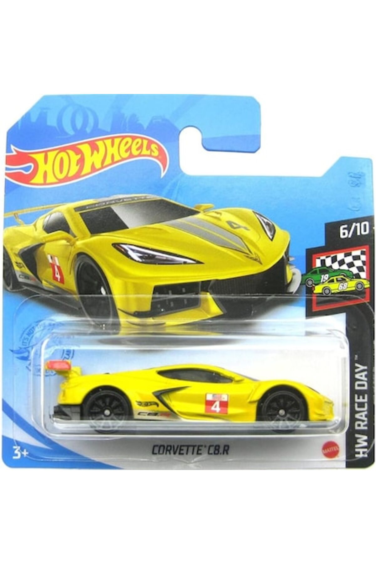 Masinuta Metalica Hot Wheels Corvette C8.R, Colectia 2021, Galben, 1:64
