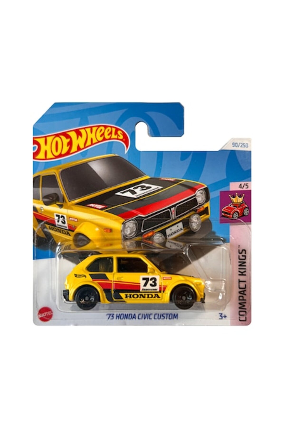 Masinuta Hot Wheels Honda Civic Custom '73, galben, 1:64