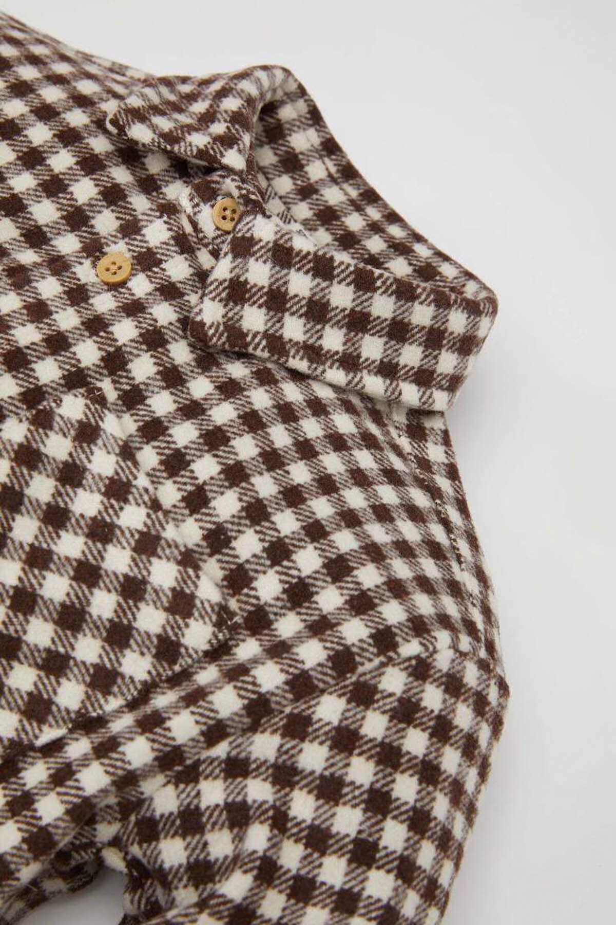 Defacto Kareli Uzun Kollu Gömlek Kargo Cepli Alt Kahverengi Erkek Bebek Alt-Üst Takım D5405A5/BN250 fotoğrafı 3 (önizleme)