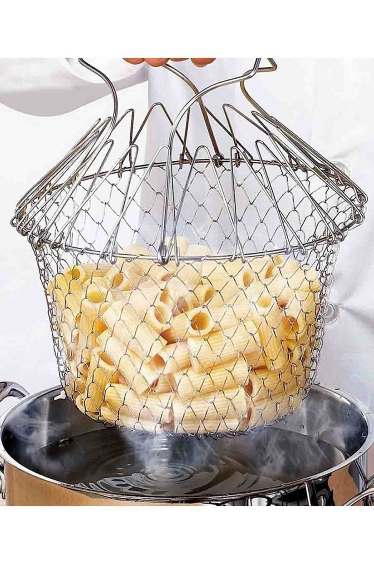 kapsulavm-Multifunctional Practical Strainer Folding - Frying Boiling Apparatus -Chef Basket 4