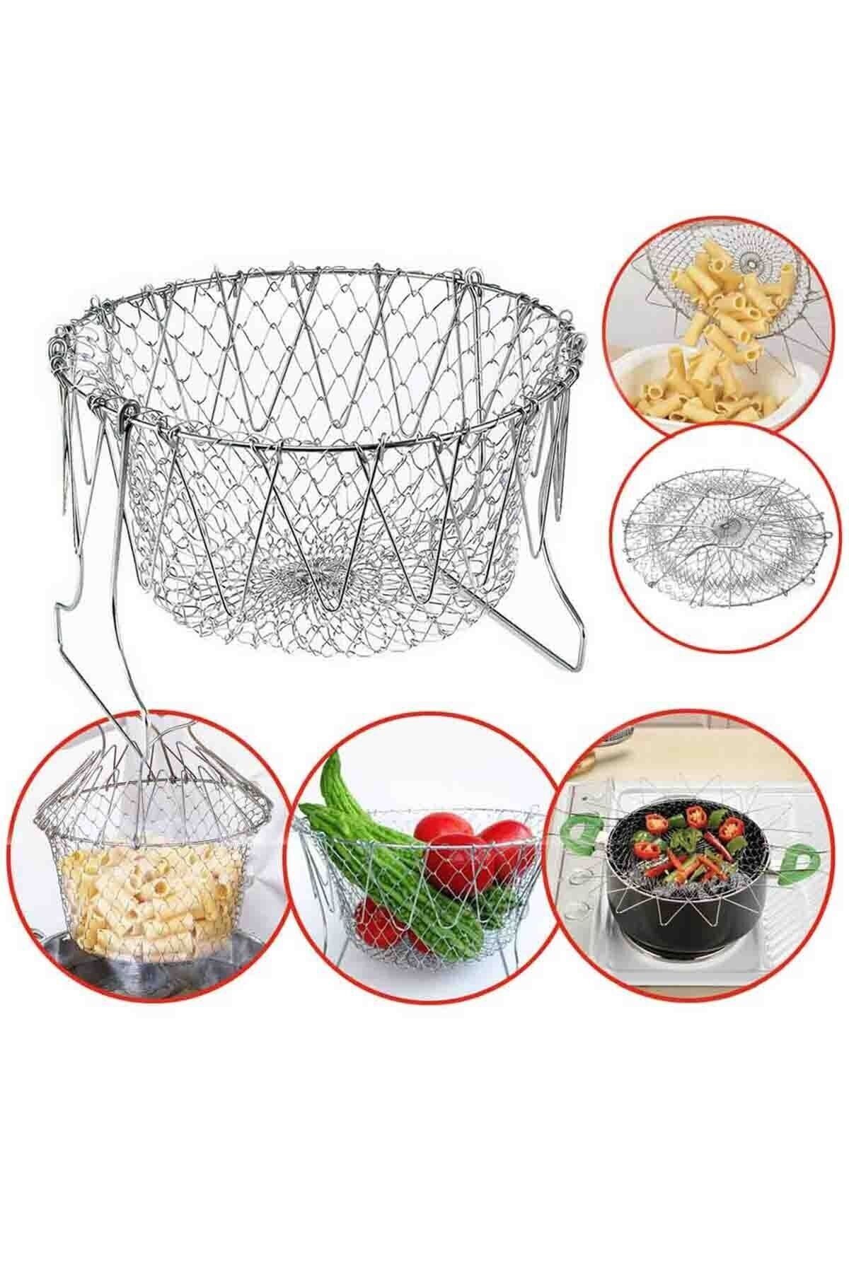 kapsulavm-Multifunctional Practical Strainer Folding - Frying Boiling Apparatus -Chef Basket 1
