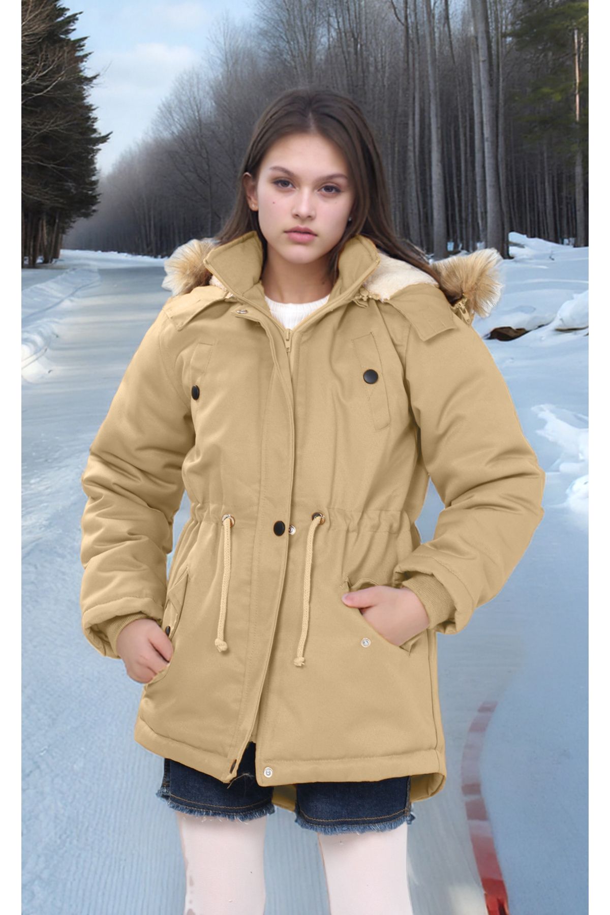 Joui Co-Waterproof Coat with Fur Inside, Hood and Zipper - Non-Deformable Winter Coat - Machine Washable 4