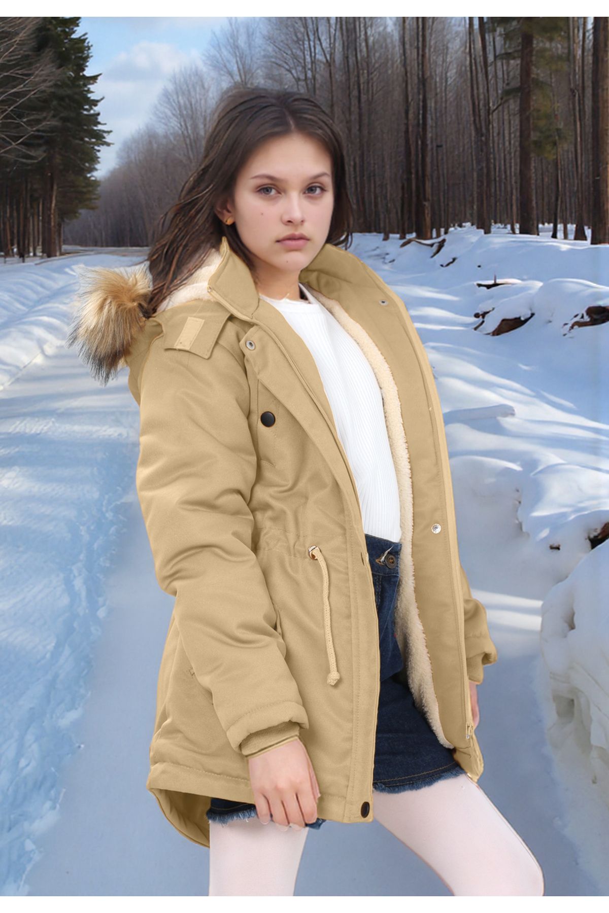 Joui Co-Waterproof Coat with Fur Inside, Hood and Zipper - Non-Deformable Winter Coat - Machine Washable 6