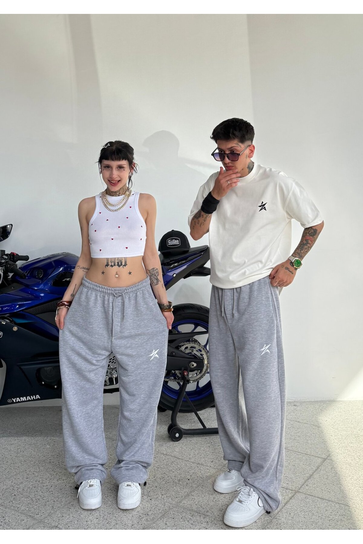 zaee  Star Nakışlı Her Mevsim Giyilebilen Ayarlanabilir Paça Bol Eşofman Altı - Görsel 4