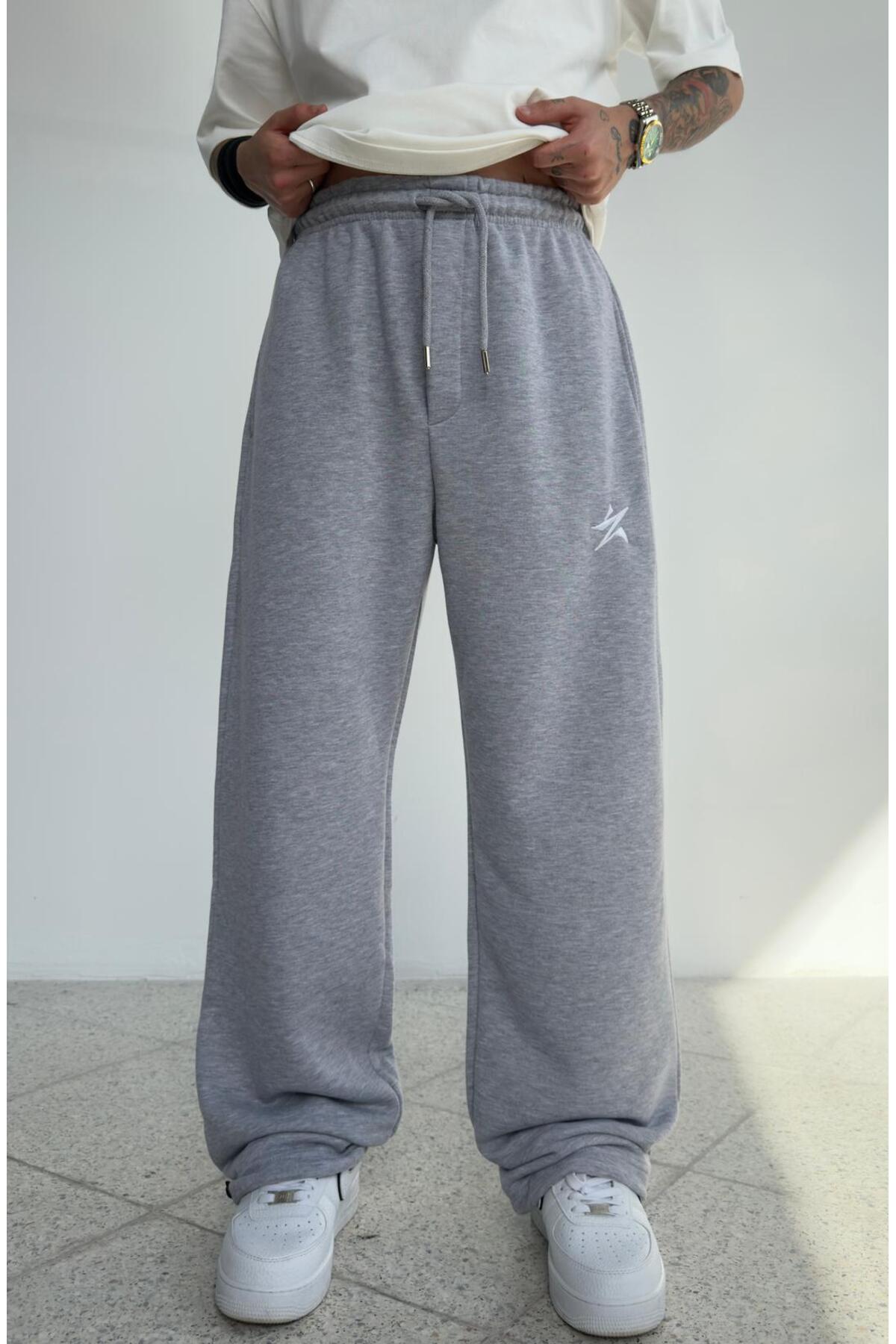 zaee  Star Nakışlı Her Mevsim Giyilebilen Ayarlanabilir Paça Bol Eşofman Altı