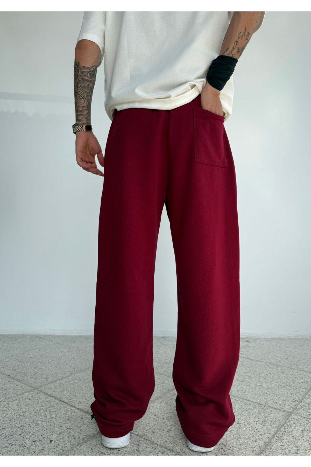 zaee  Star Nakışlı Her Mevsim Giyilebilen Ayarlanabilir Paça Bol Eşofman Altı - Görsel 5