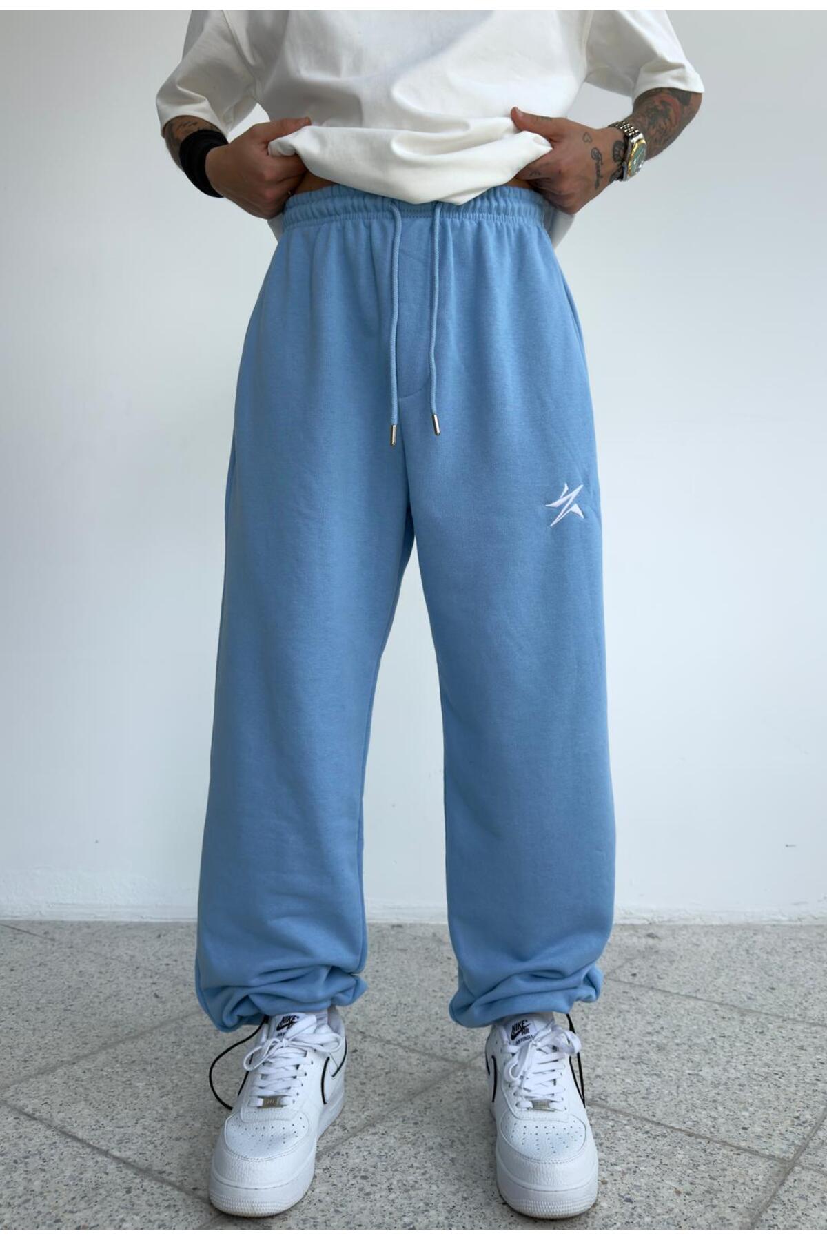 zaee  Star Nakışlı Her Mevsim Giyilebilen Ayarlanabilir Paça Bol Eşofman Altı - Görsel 2