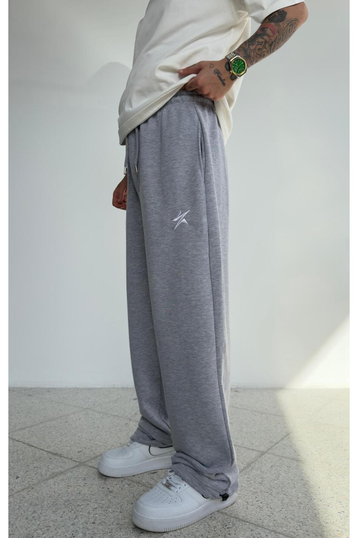 zaee  Star Nakışlı Her Mevsim Giyilebilen Ayarlanabilir Paça Bol Eşofman Altı - Görsel 3