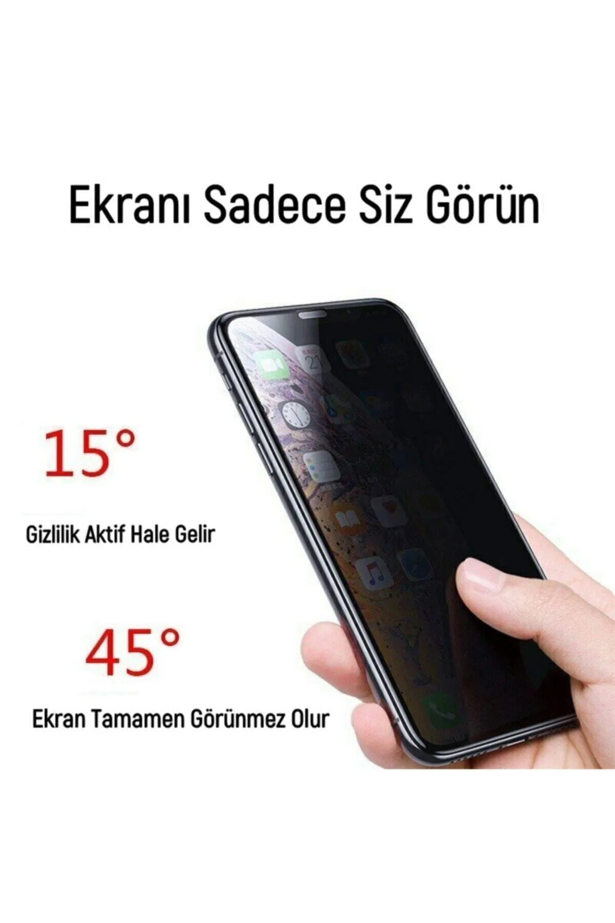 Iphone Xs Max Gizli Hayalet 5d Tam Kaplayan Kırılmaz Cam ( Siyah ) - Extra İnce 5