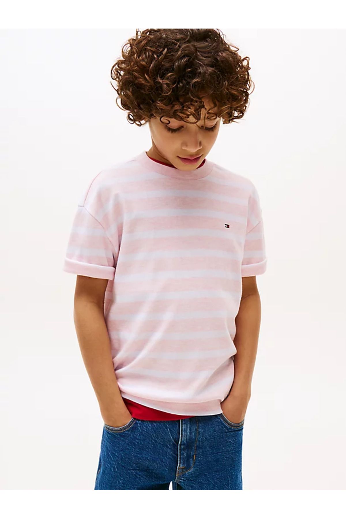 Tommy Hilfiger-TRIČKO INTERLOCK STRIPE HTR SS 1