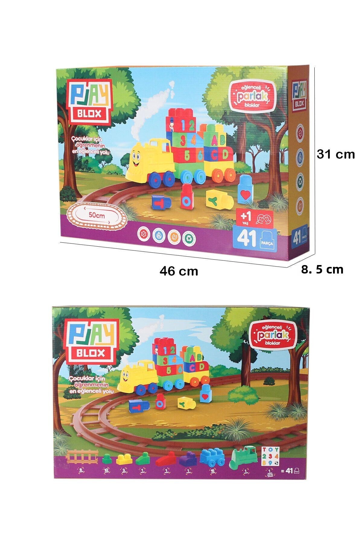 بازی بلوک ۴۱ تکه مجموعه قطار مگا بلاک - اعداد و حروف، رنگ‌های شاد 2403