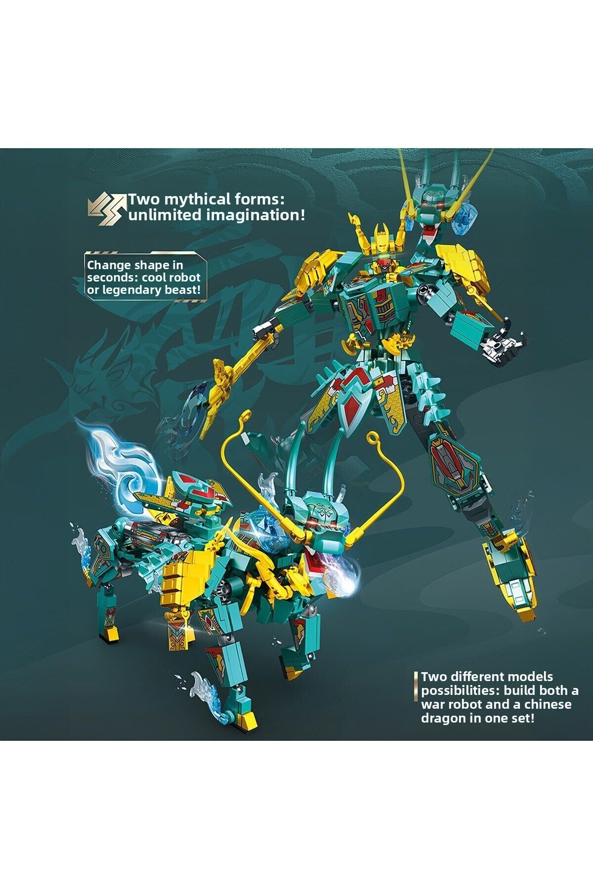 ست بلوک‌های ساختمانی فیگور اژدهای چینی Mystic Armor، ۴۷۸ تکه