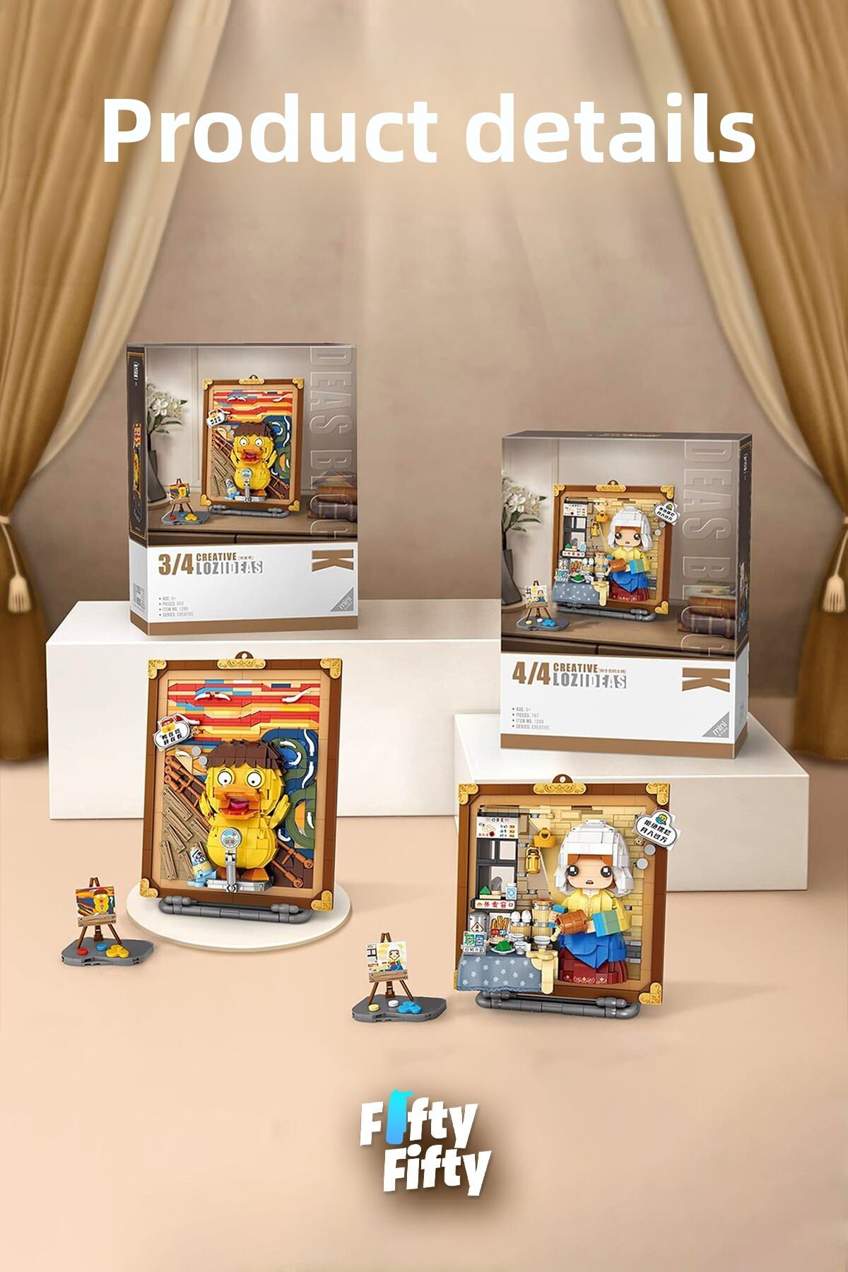 مجموعه خلاقانه لوز با ایزِل، فیگور و اسباببازی ساختوساز نقاشی، ۸۹۳ قطعه، FFLZ-1288