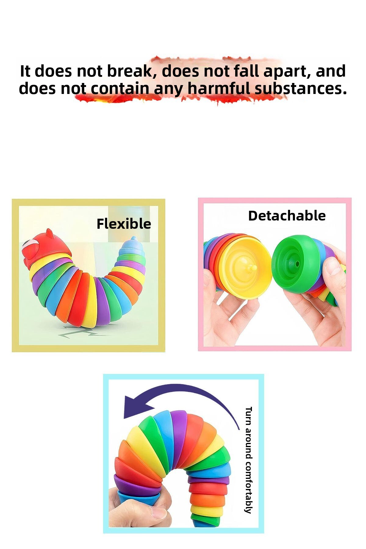 عروسک کرم رنگارنگ مونتهسوری – سرگرمی جورابها، تسکین استرس و اضطراب