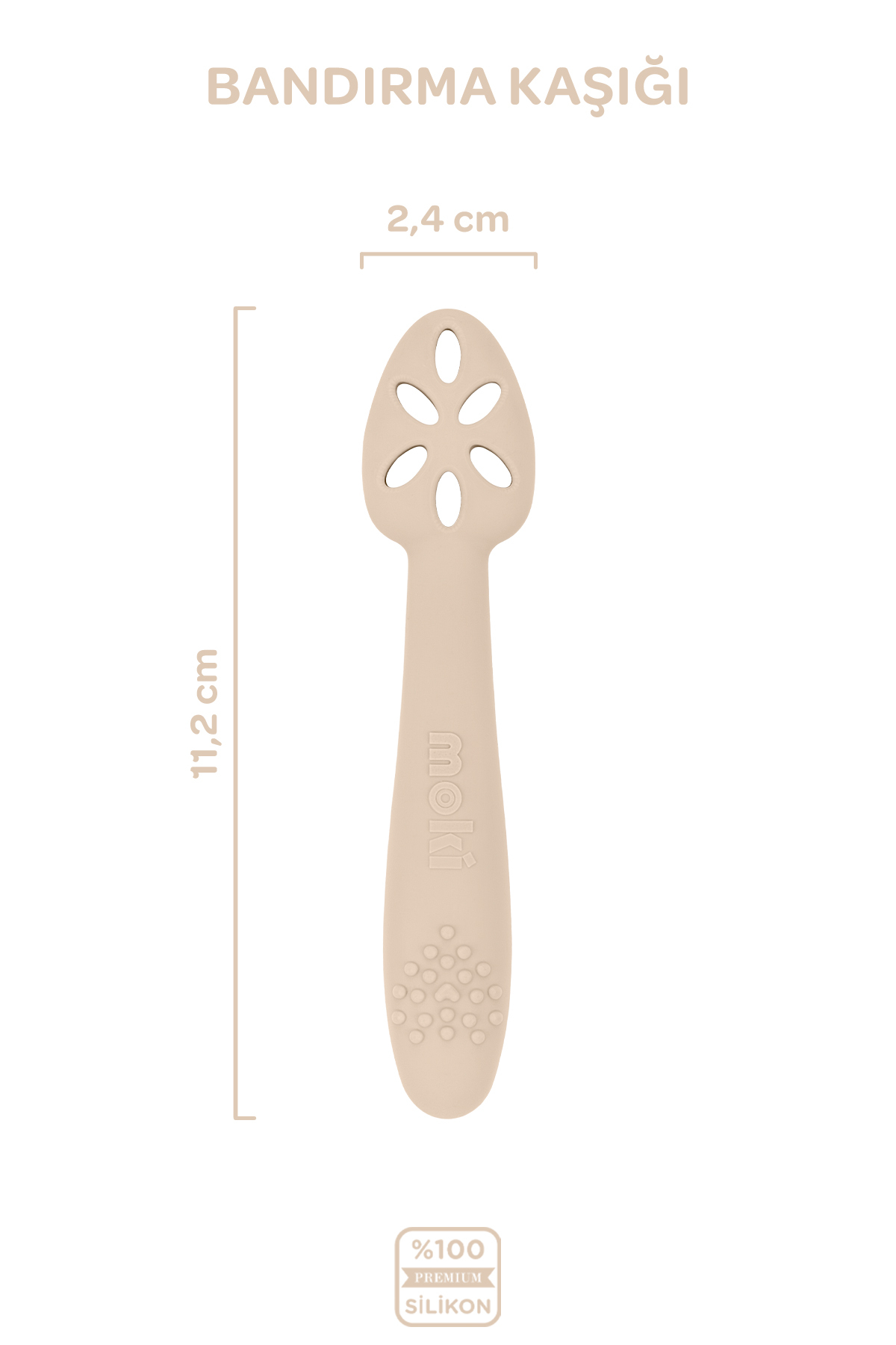 Moki Silikon Beslenme Seti 4'lü Latte Bej / Mama Önlüğü, Mama Tabağı, Bandırma Kaşığı, Kulplu Bardak fotoğrafı 5 (önizleme)