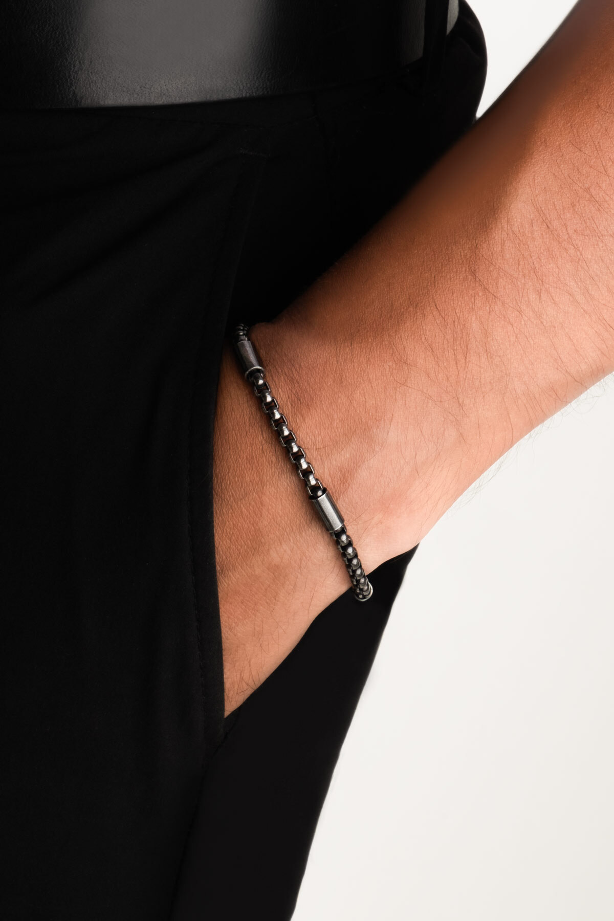 So CHIC... Zincir Detaylı Çelik 21 Cm Erkek Bileklik görsel 2