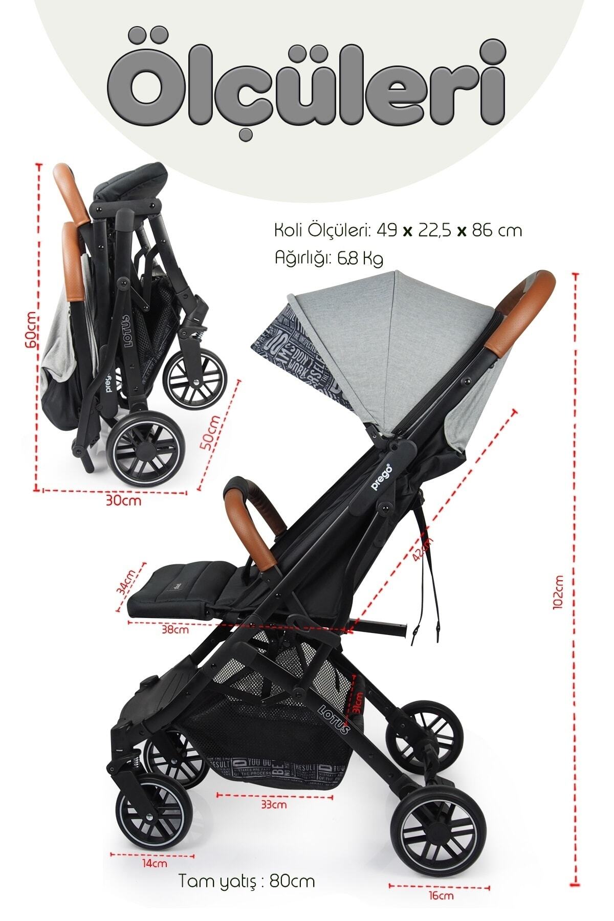 Prego Lotus Tek Elle Katlanabilir Kabin Boy Bebek Arabası Yağmurluk Hediyeli fotoğrafı 6 (önizleme)