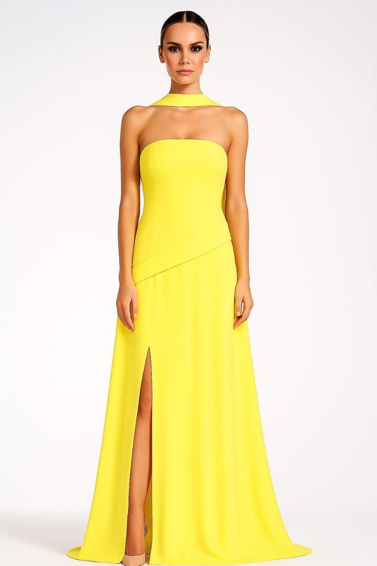 Women's Scarf Strapless Maxi Size Dress