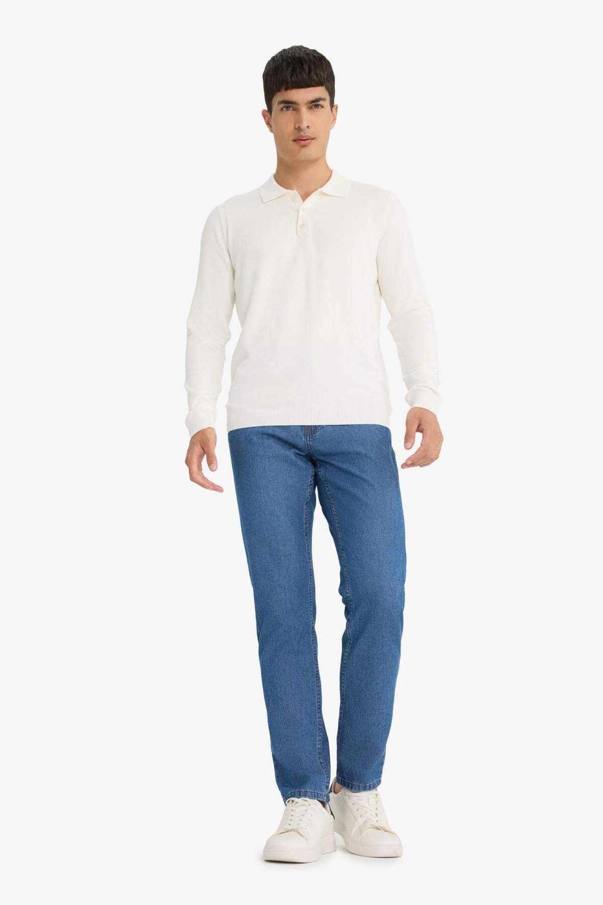 DeFacto-Polo Neck Premium Soft Knitwear Sweater - Standard Fit D0454Ax24Au 2
