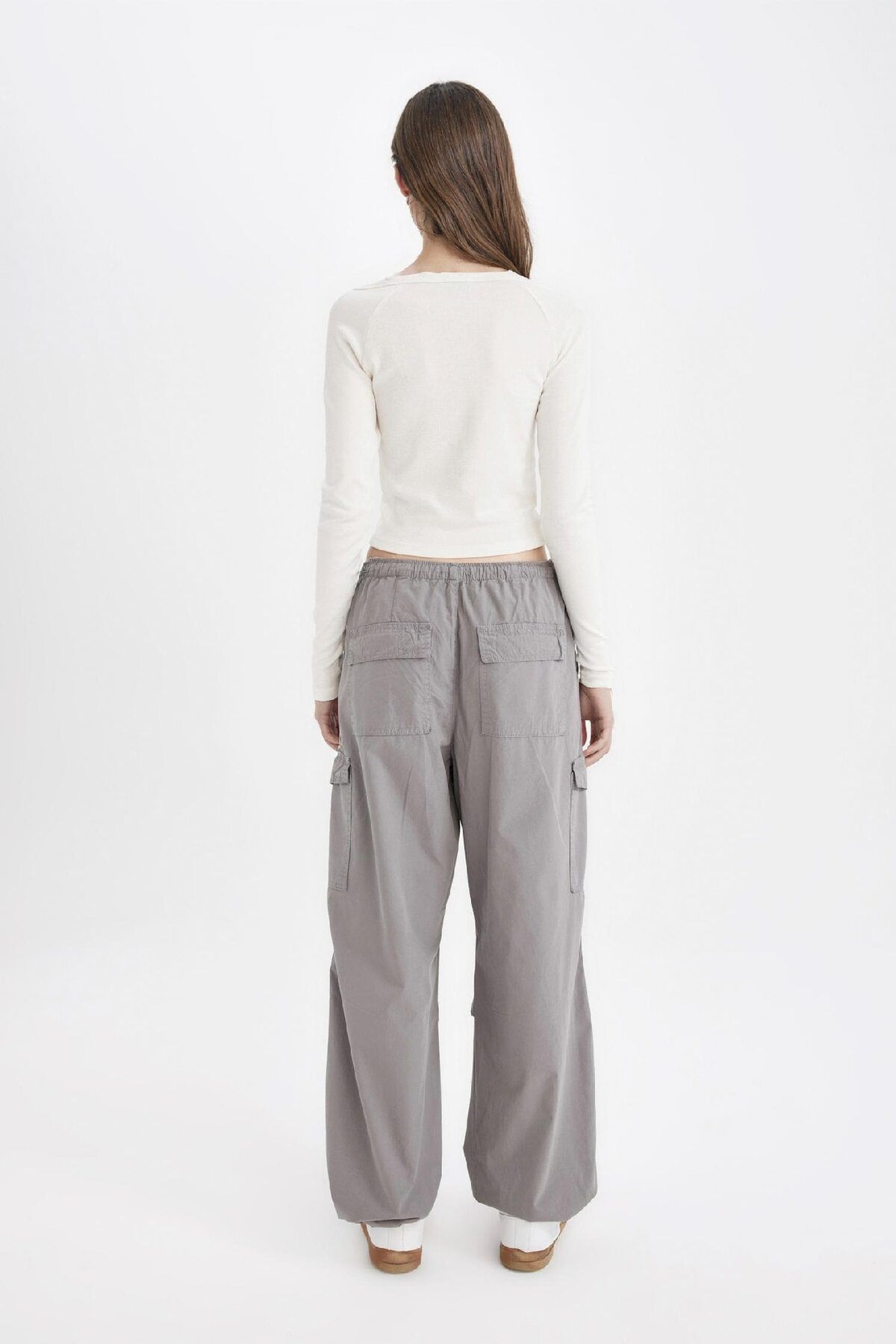 DeFacto-Coool Parachute Poplin Pants Basic Plain with Pockets Elastic Waist A6266Ax24Sp 7