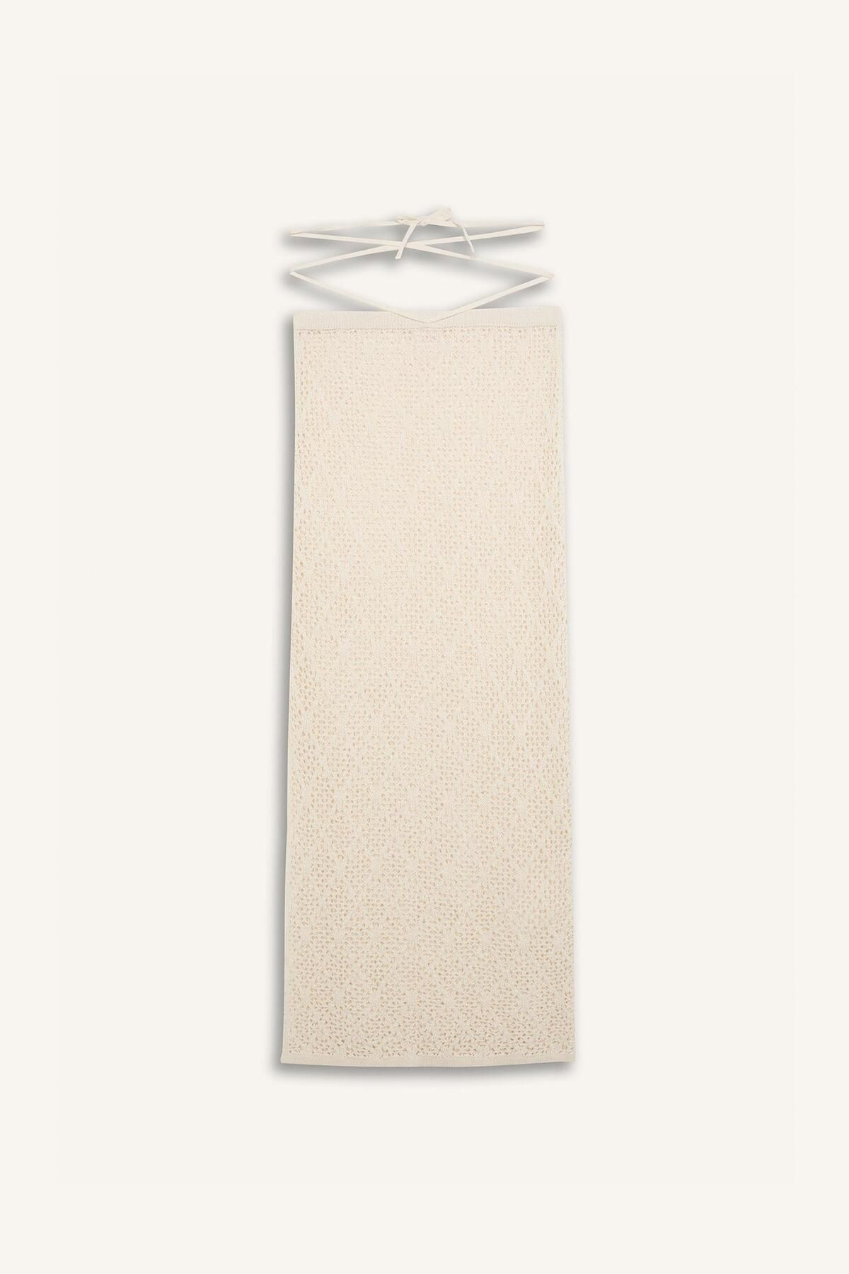 DeFacto-Regular Fit áttört kötöttáru Maxi Beach szoknya-Fall in Love B6888AX24SM 7