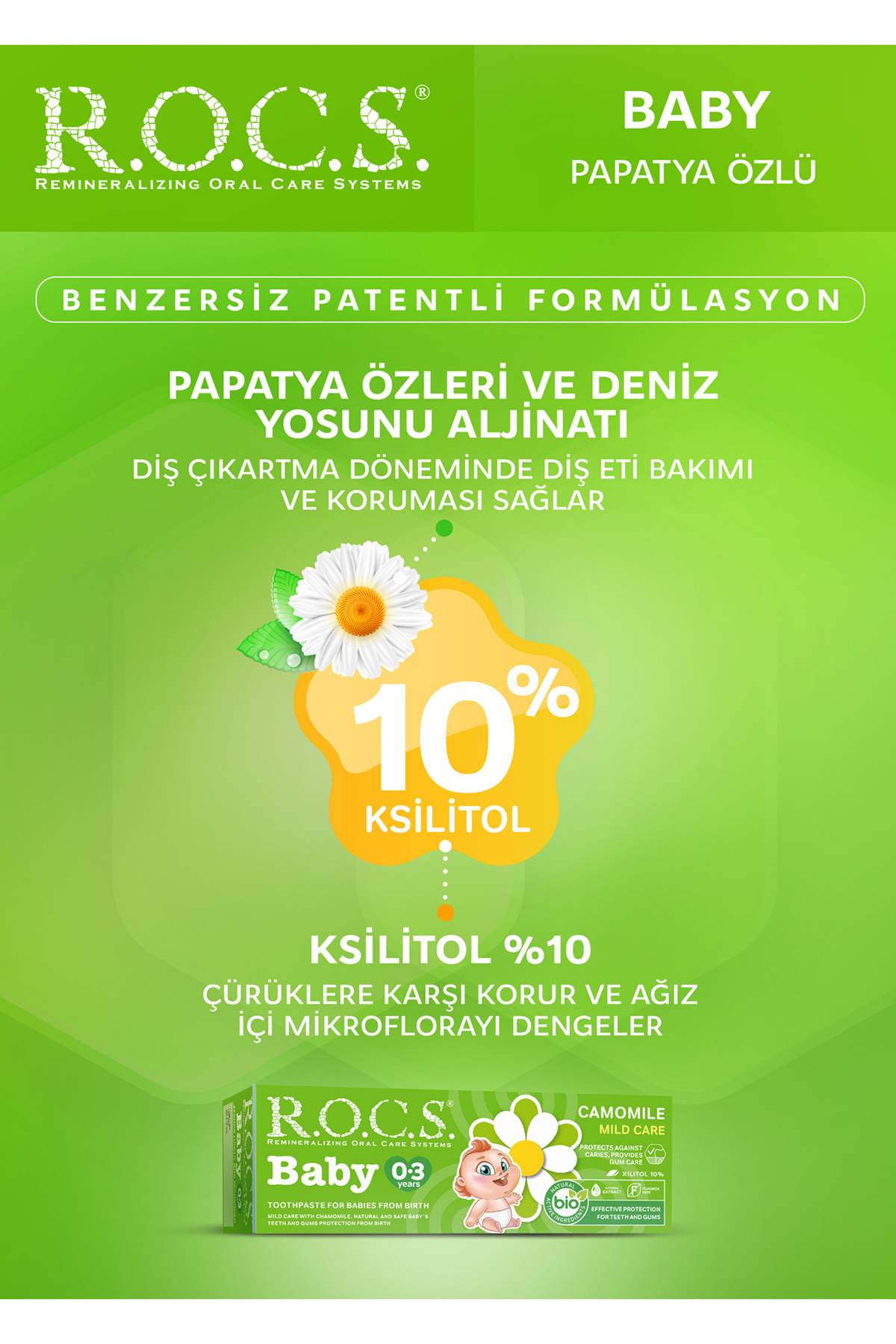 R.O.C.S. Rocs Baby 0-3 Yaş Papatya Özlü Diş Macunu fotoğrafı 4 (önizleme)