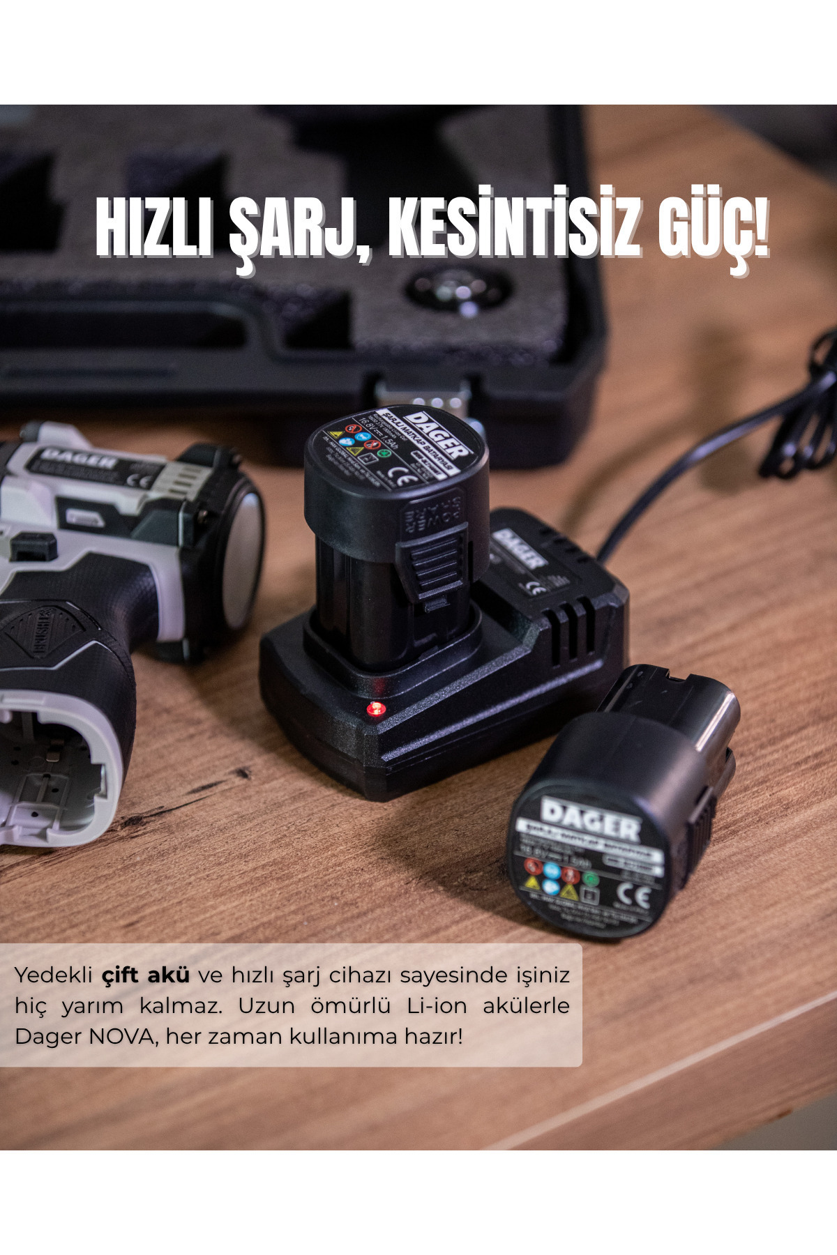 ست دریل و پیچ‌گوشتی شارژی NOVA 16.8V بدون ذغال | 60Nm | دو باتری + 85 قطعه | صورتی