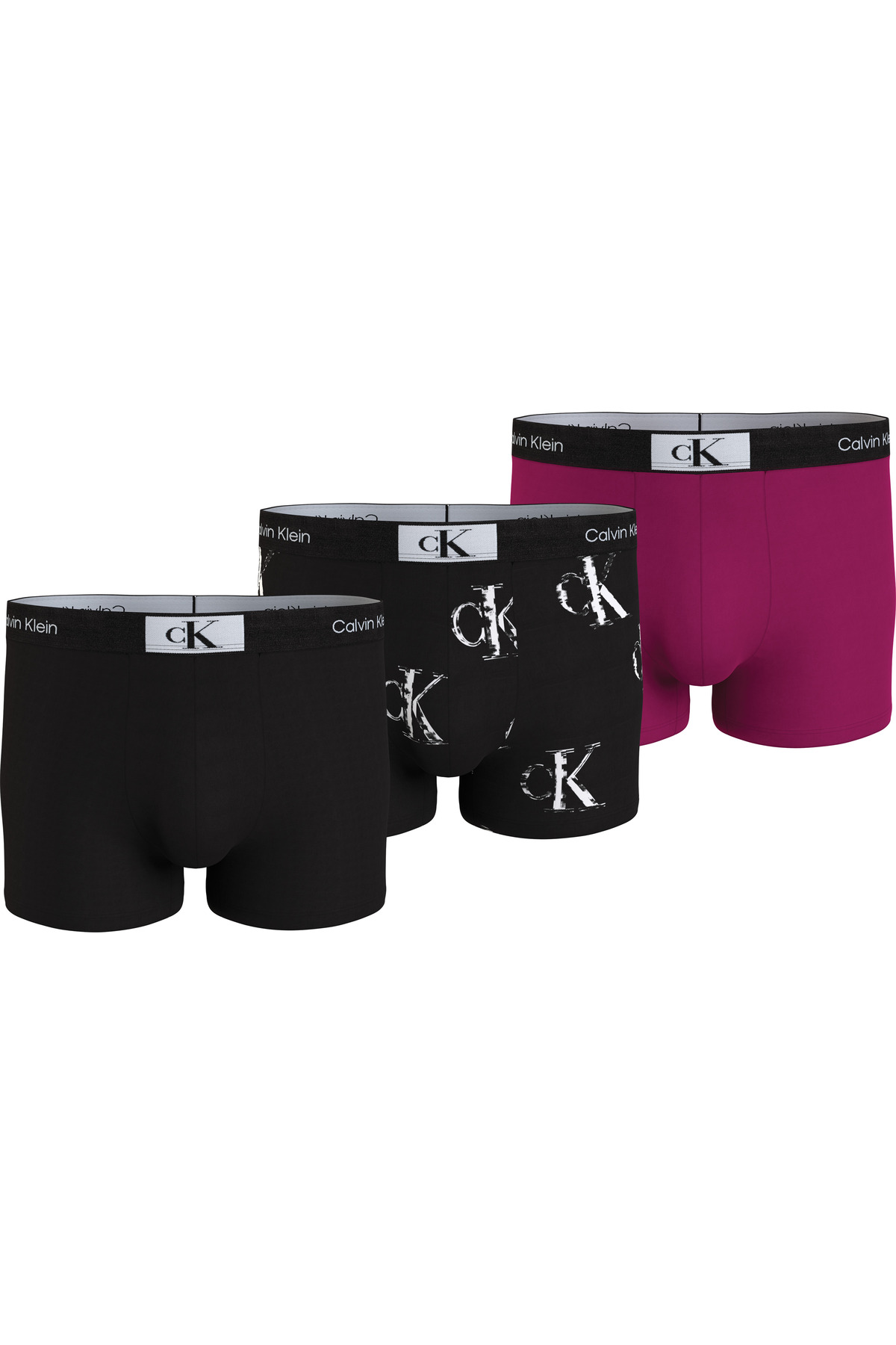 کلوین کلاین شورت بوکس مردانه طرح برند با بند کشی و رنگ غیررسمی مشکی-صورتی-مشکی 000NB3