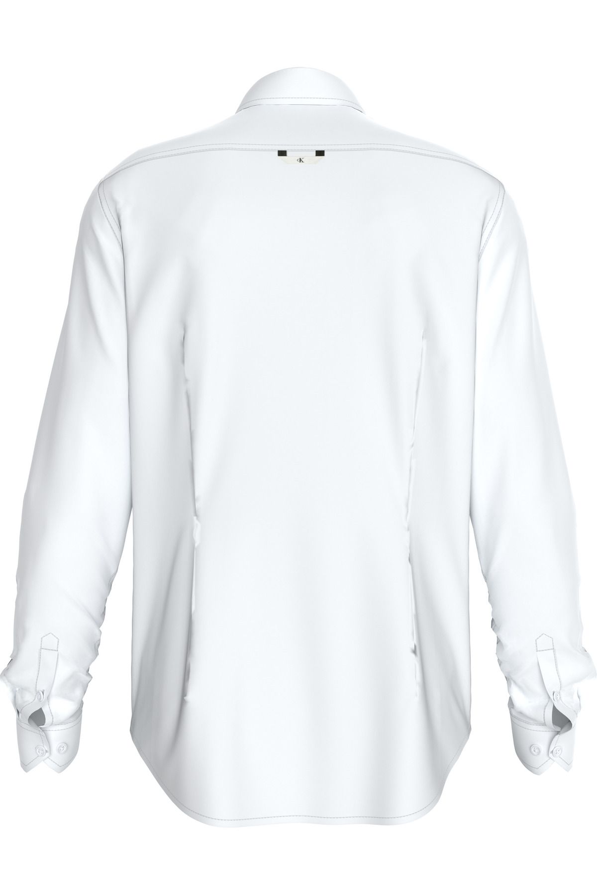 Calvin Klein-قميص رجالي بقصة ضيقة - قطن، تصميم طية صدر السترة بأزرار J30j 324614 ياف 4