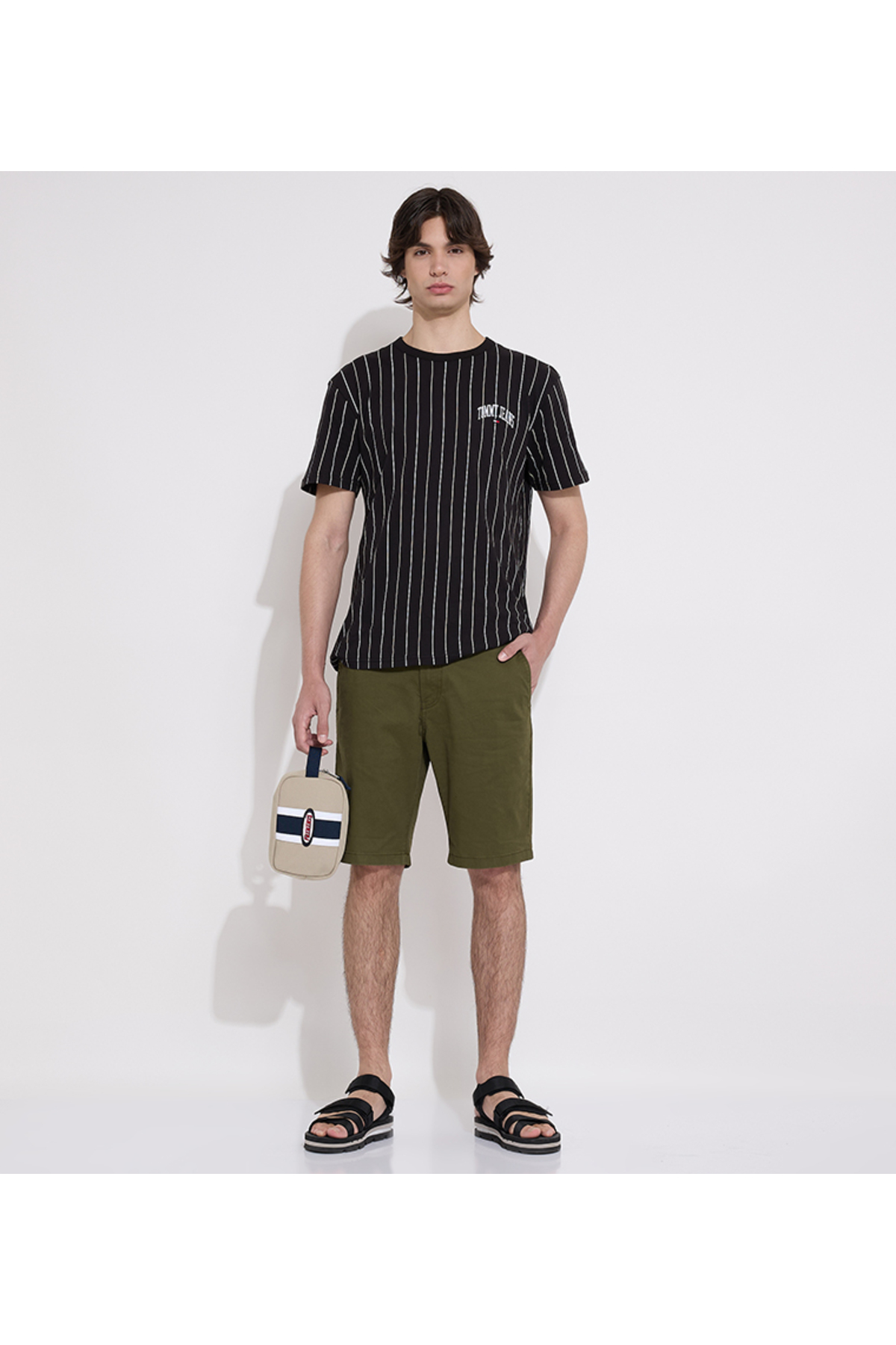 تامی هیلفیگر شلوار کاپری کوتاه شیک مردانه با لوگوی برند، سبز1 Capri DM0DM18812 MR1