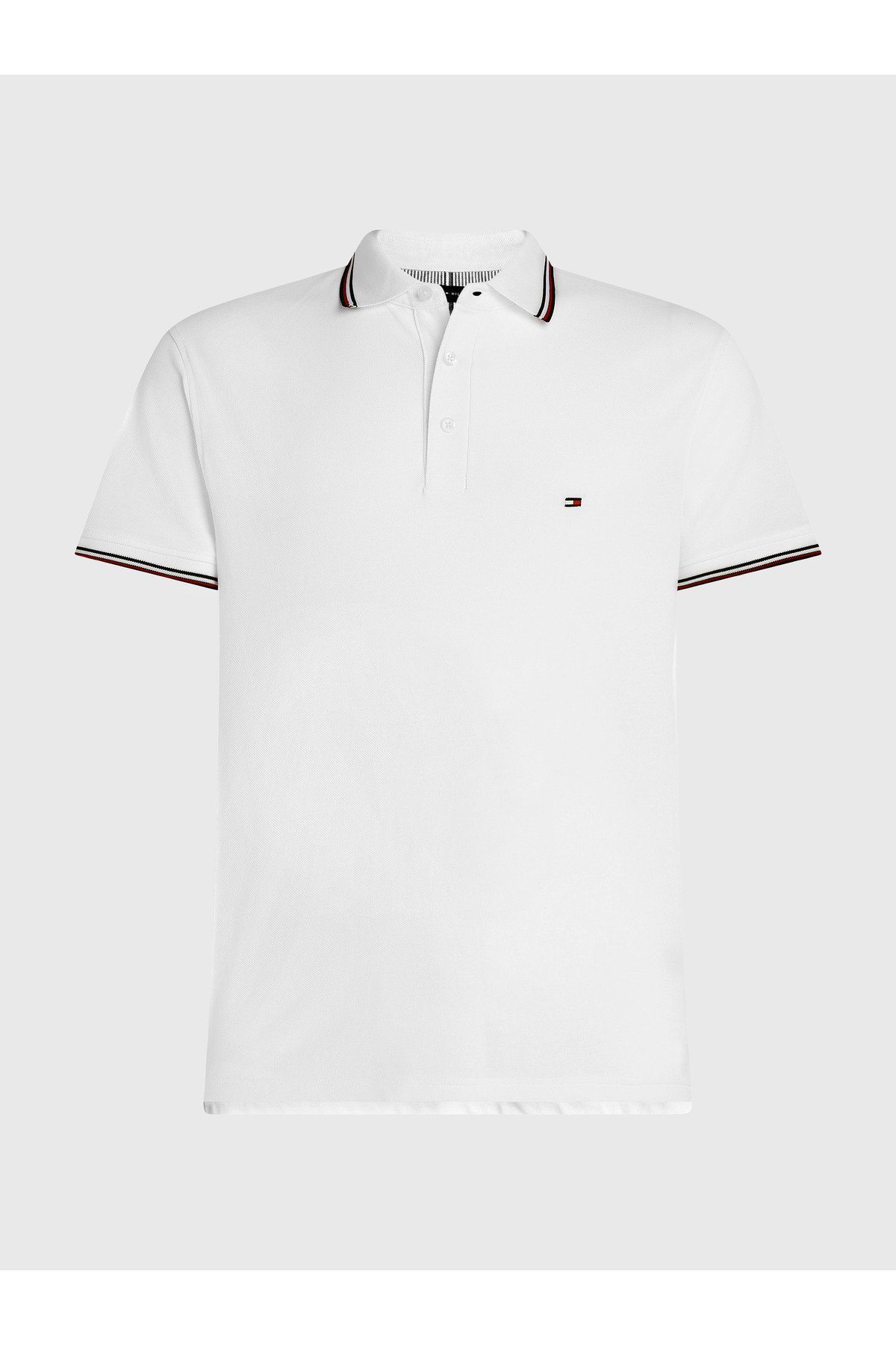 تامی هیلفیگر تی‌شرت یقه‌دار مردانه طرح لوگو برند، از جنس پنبه ارگانیک، یقه گرد، آستین کوتاه، شیک برای استفاده روزمره