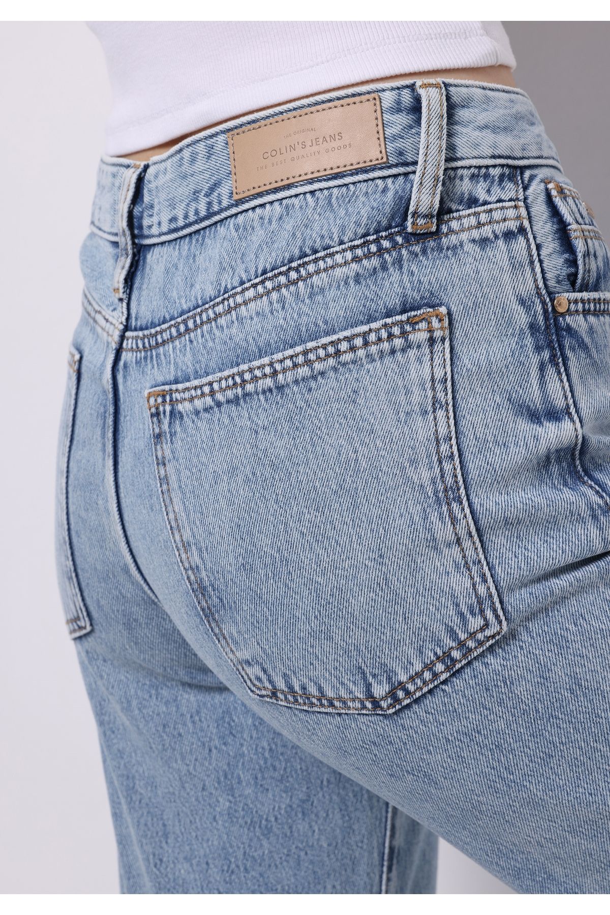 Colin's-Pantaloni de damă Indigo Jean cu talie mijlocie, cu picioare drepte 6